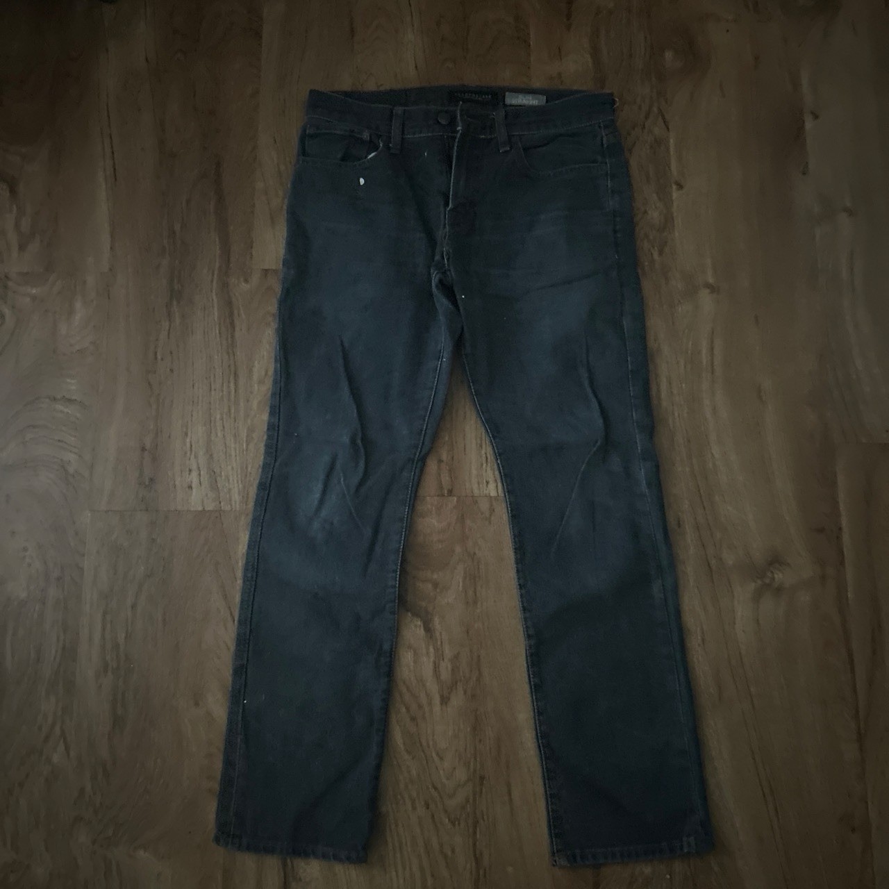 Men’s Dark Wash Blue Straight Denim Jeans 5-Pocket Solid Regular Size 29