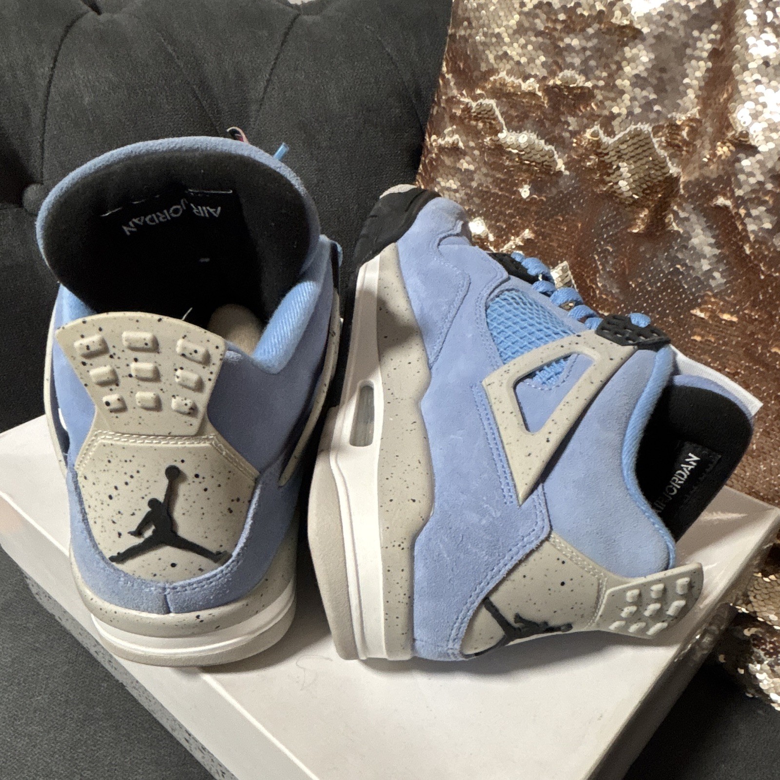 Air Jordan 4 Retro University Blue (UNC) Suede Men’s Low Top Sneakers