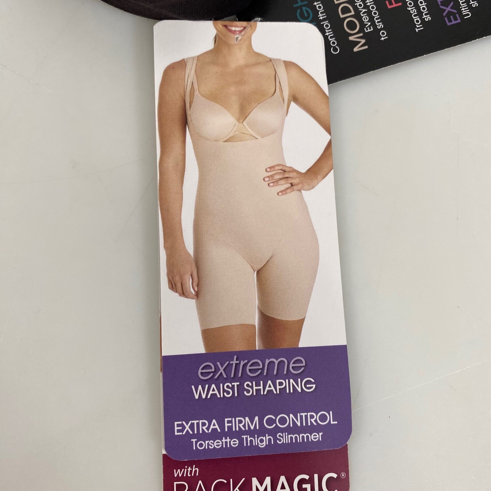 Total Comfort Womens ShapeAway Extra Firm Control Torsette Thigh Shapewear S NWT