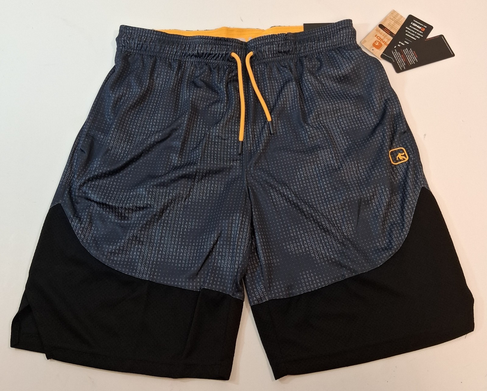 And1 Mens Shorts Basketball Gym Premium 10″ Inseam Black Yellow S M L XL 2XL 3XL