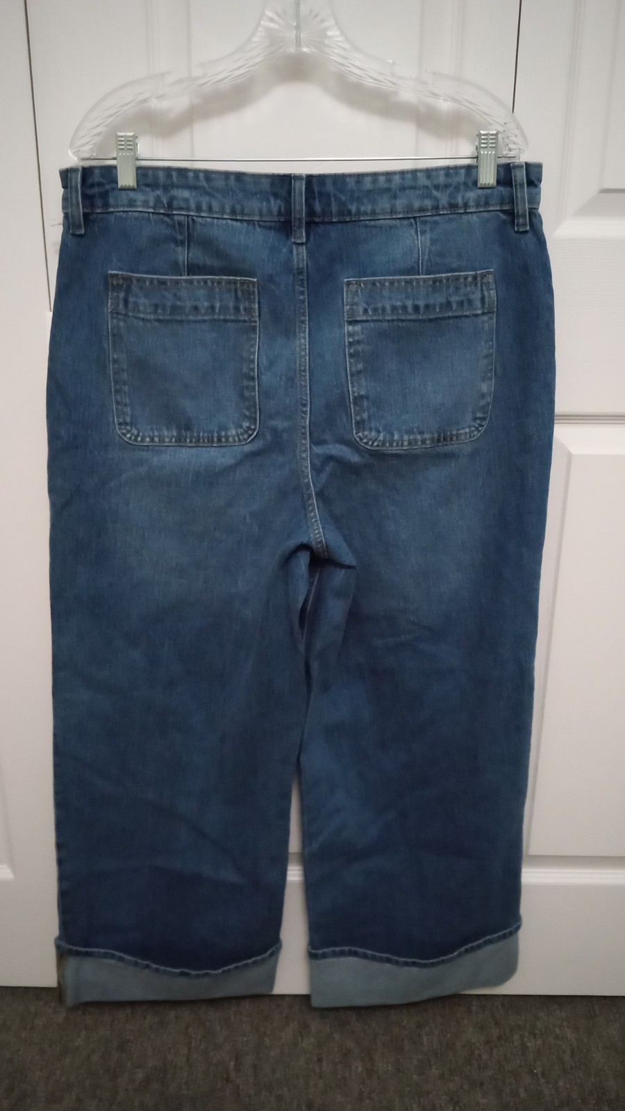 Free Assembly Womens Cotton High Rise Cuffed Jeans Light Indigo Wash SIZE 16
