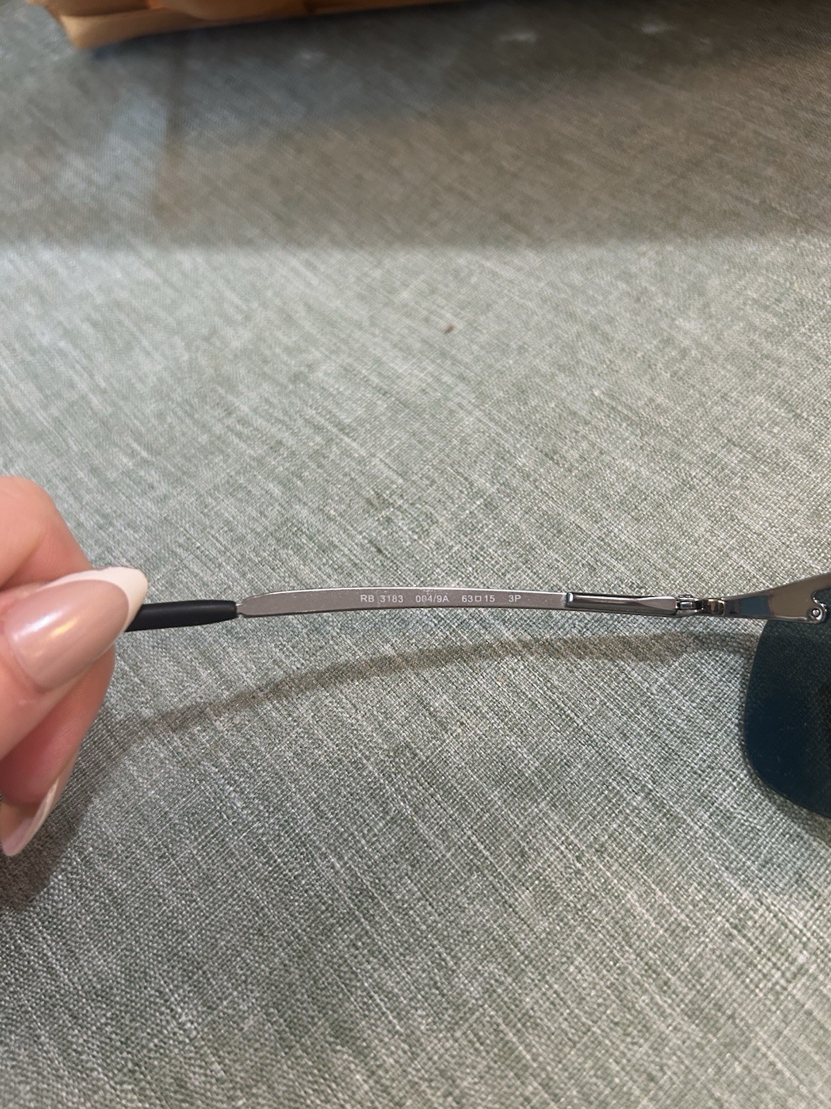 Ray-Ban RB3183 Men’s Rimless Rectangle Sunglasses Polarized Gray Glass Lens