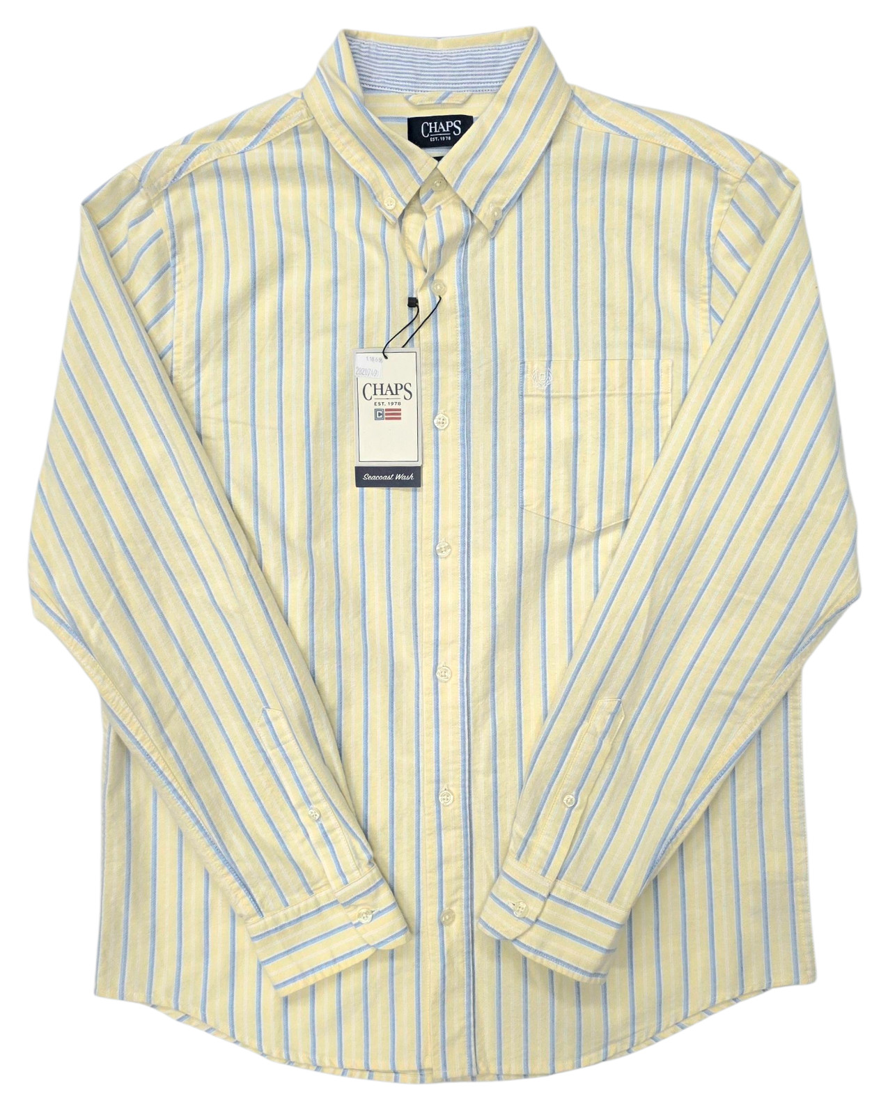 Chaps #11869 NEW Men’s Striped Seacoast Wash 100% Cotton Oxford Woven Shirt