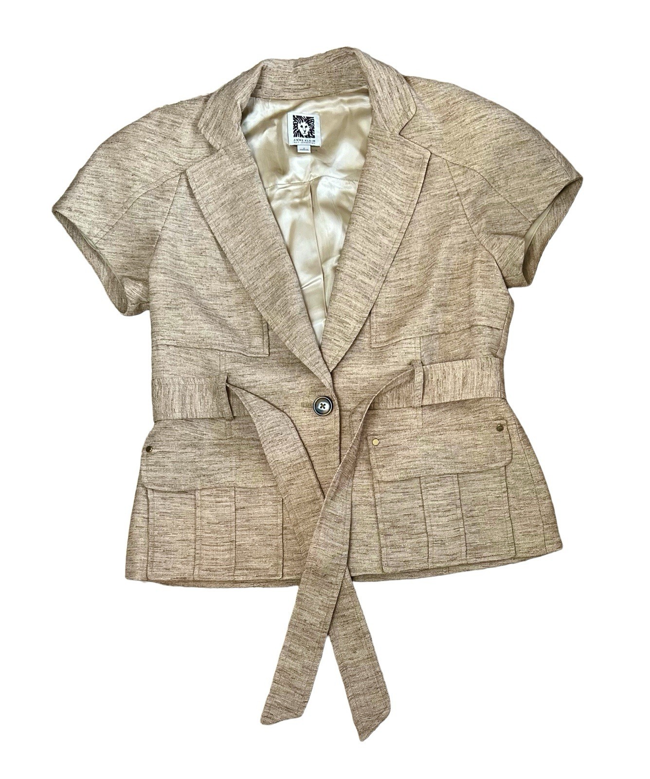 Anne Klein Women’s Rayon Poly Tweed 2 PC Skirt Suit Tan Size 2