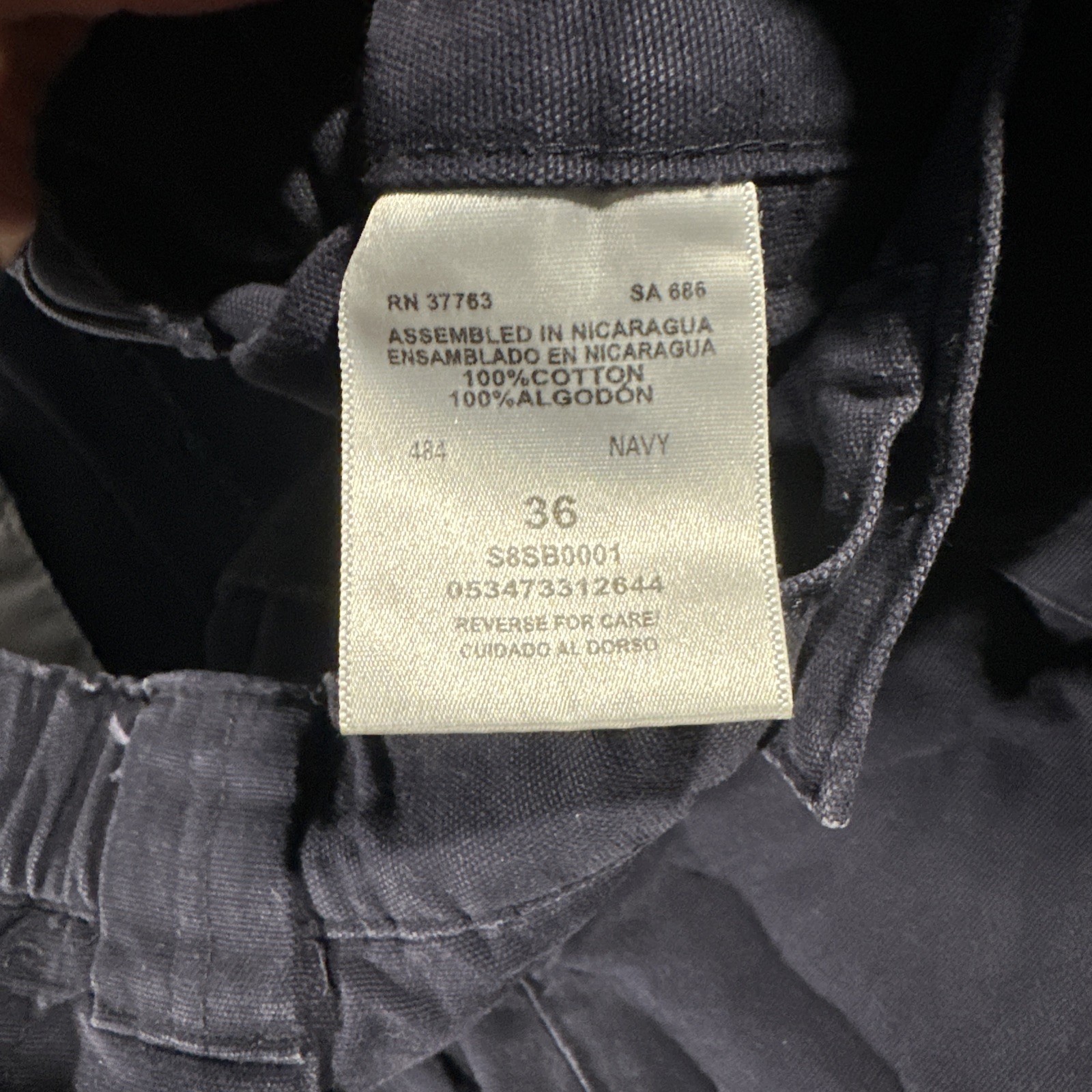 Savane Mens Cargo Shorts Navy Blue Cotton Canvas Elastic Waist Size 36 Camp