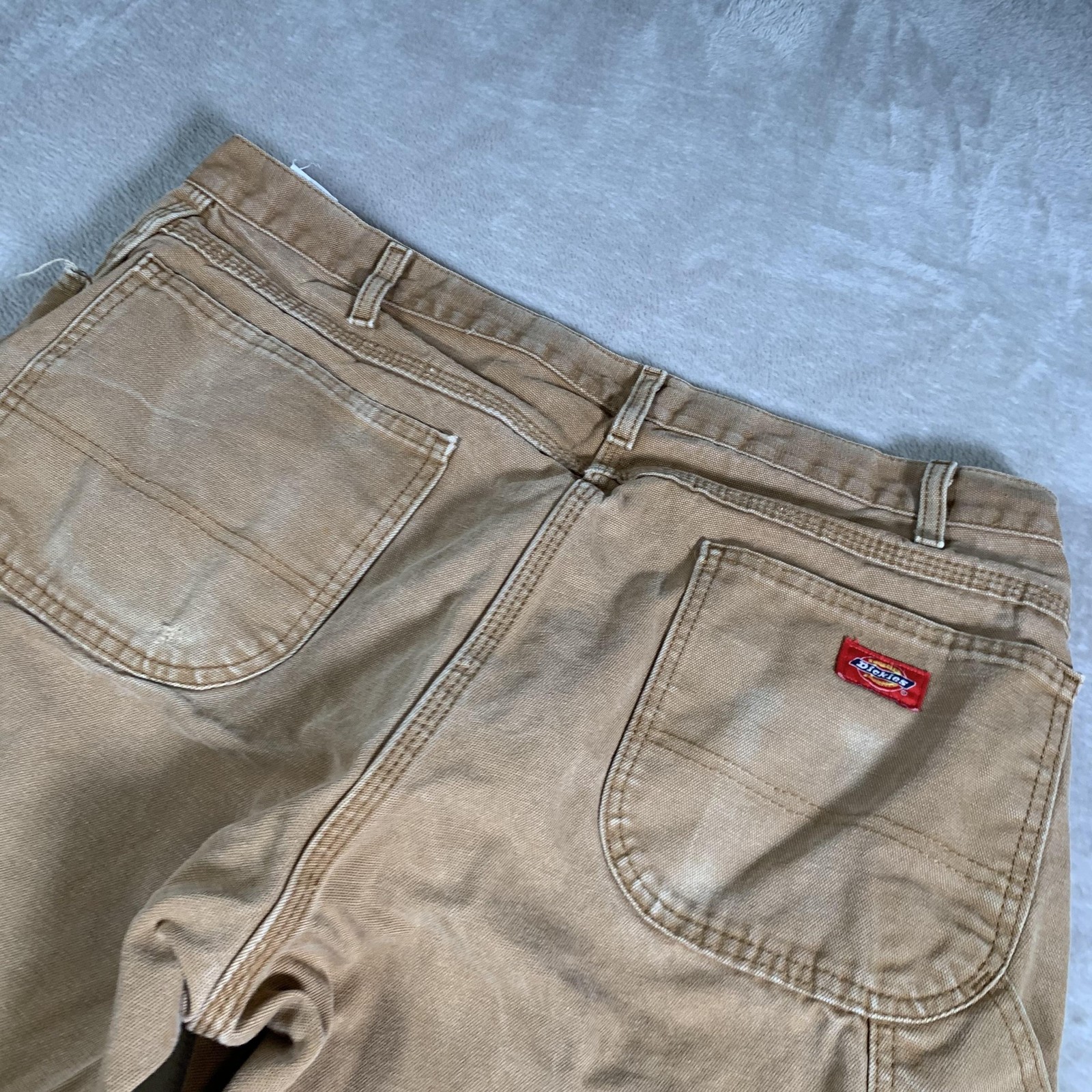Dickies Carpenter Pants Mens 38×30 Tan Duck Canvas Hammer Loop Utility Pocket
