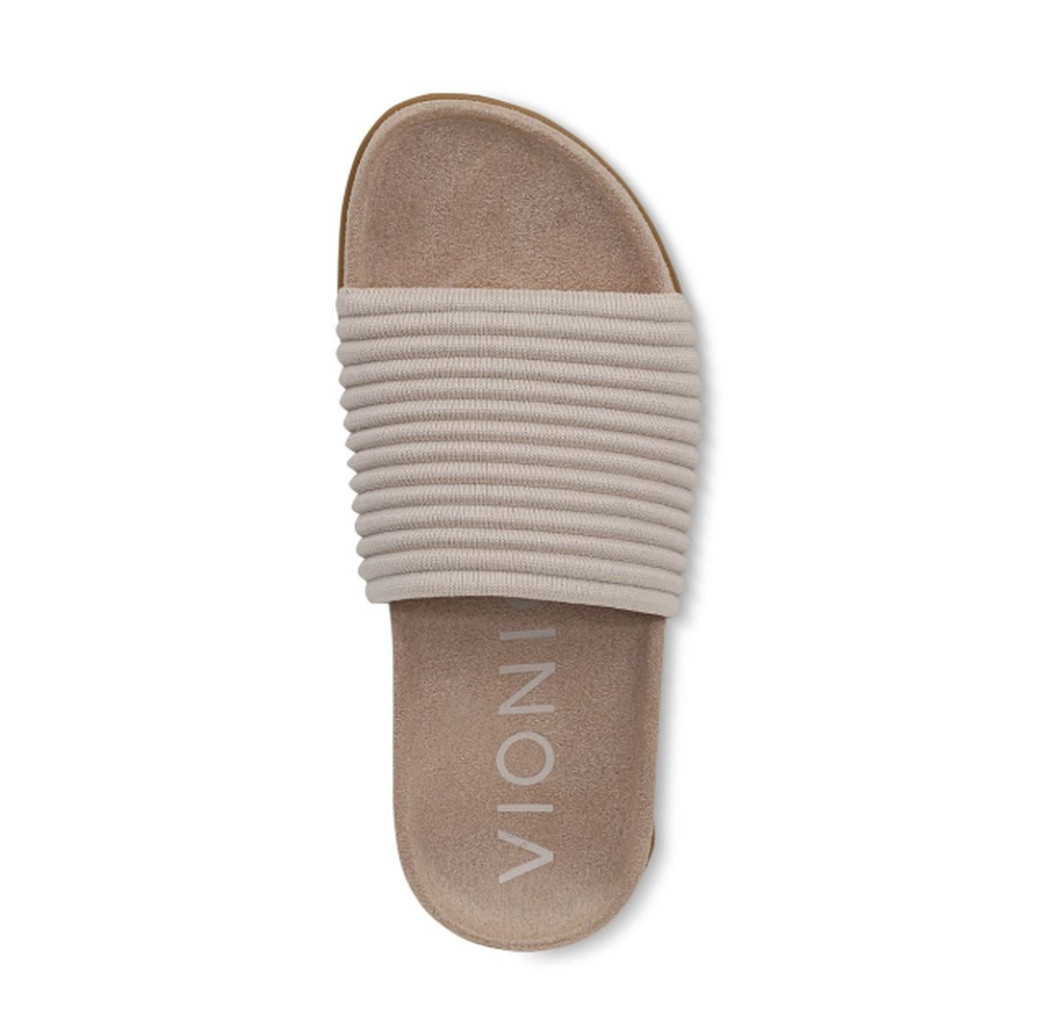 Vionic Evie Knit Slide Sandals Women’s Cream Orthotic Comfort Slip On