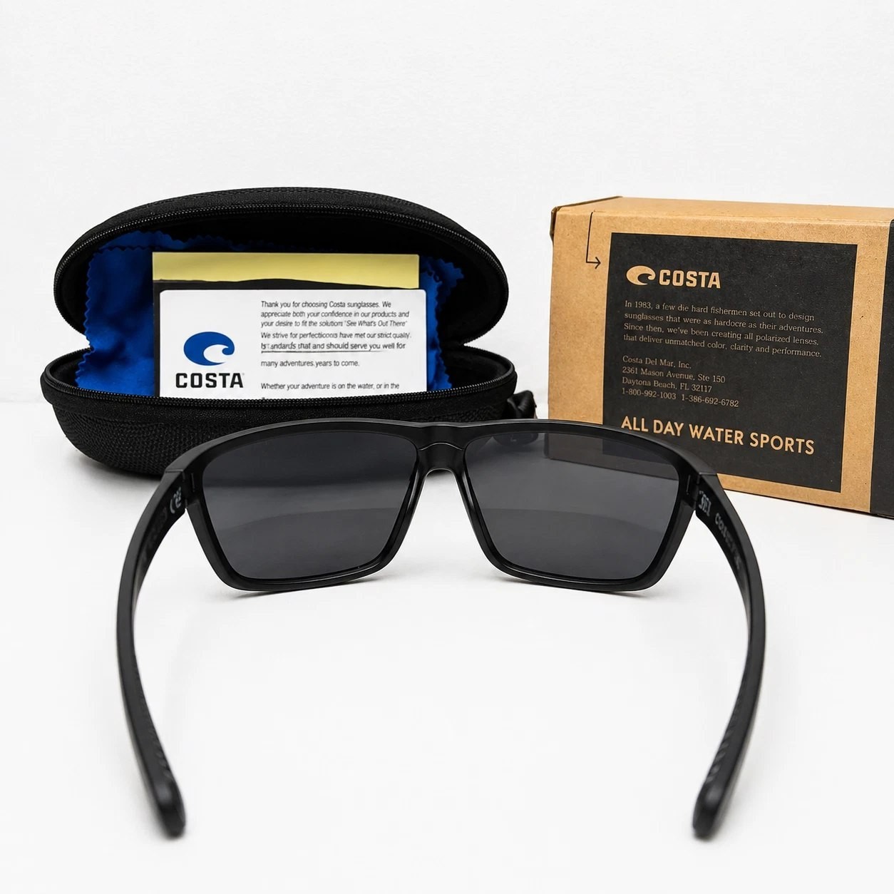 Costa Del Mar Men’s Rinconcito Matte Black /Gray Mirror Polarized Sunglasses 580