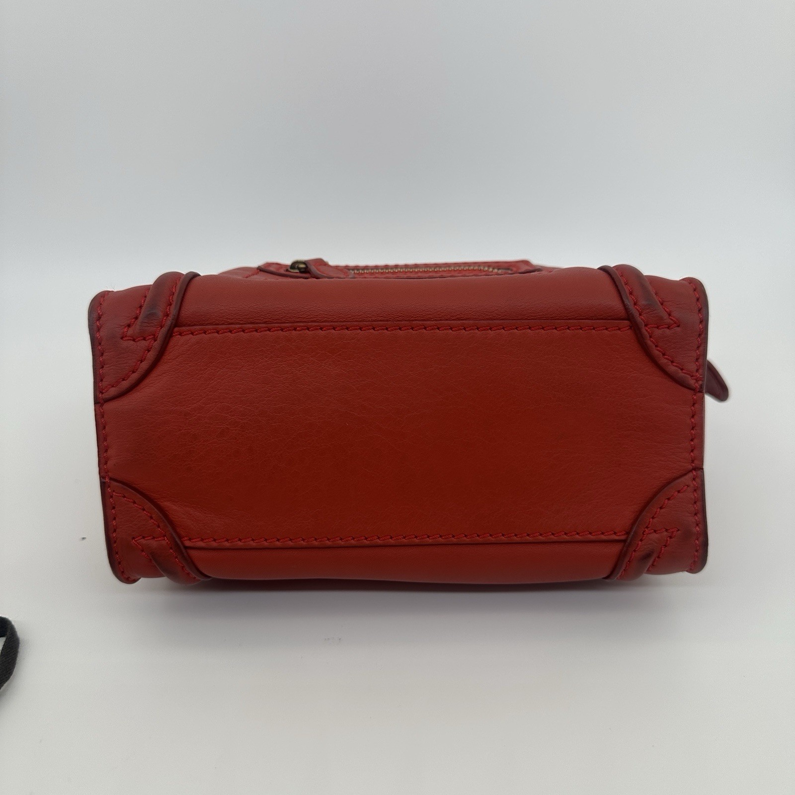 Celine Nano Luggage Top Handle & Crossbody Bag Red calfskin.