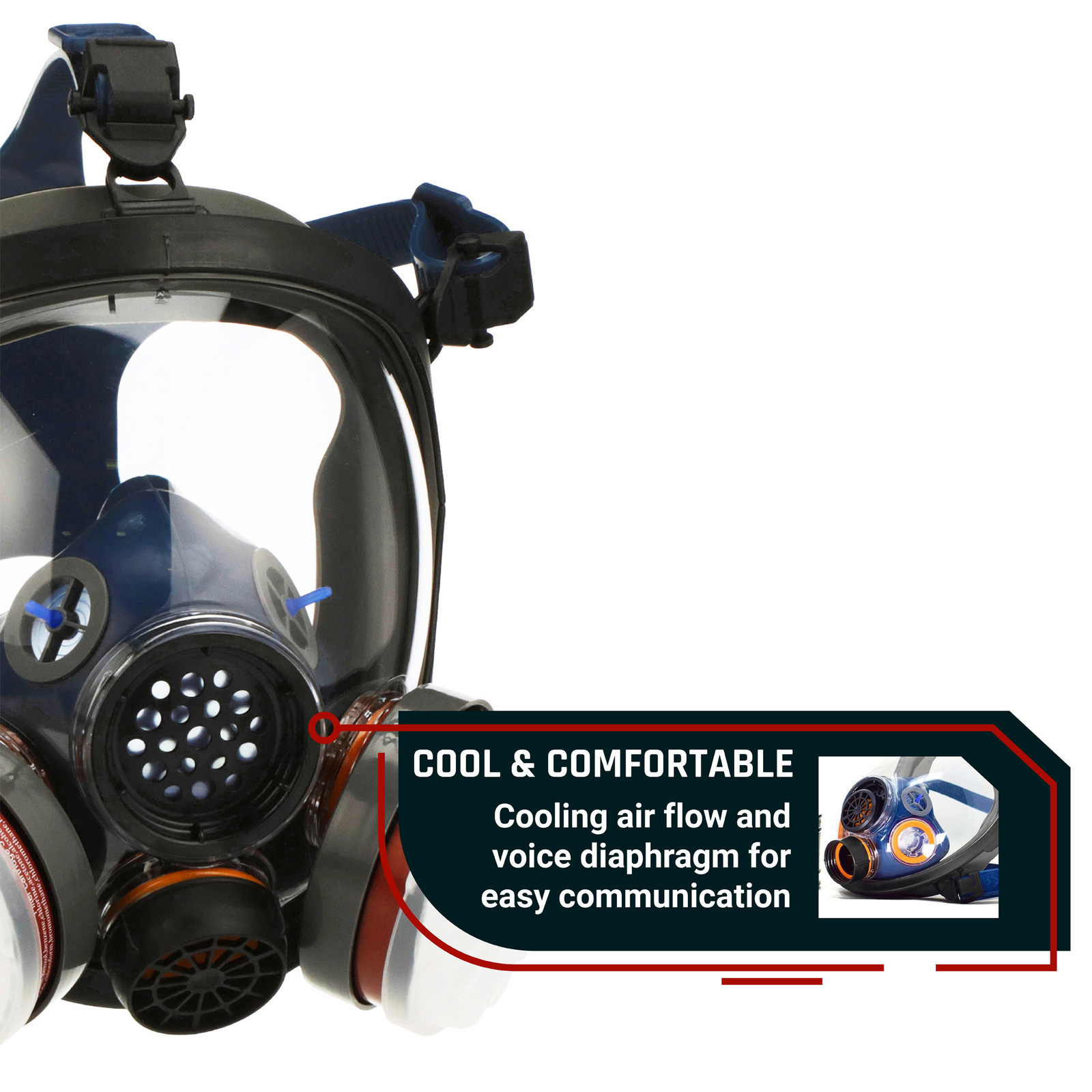 In Stock PD100 Full Face Gas Mask Respirator ASTM Dual Activated Charcoal Filter