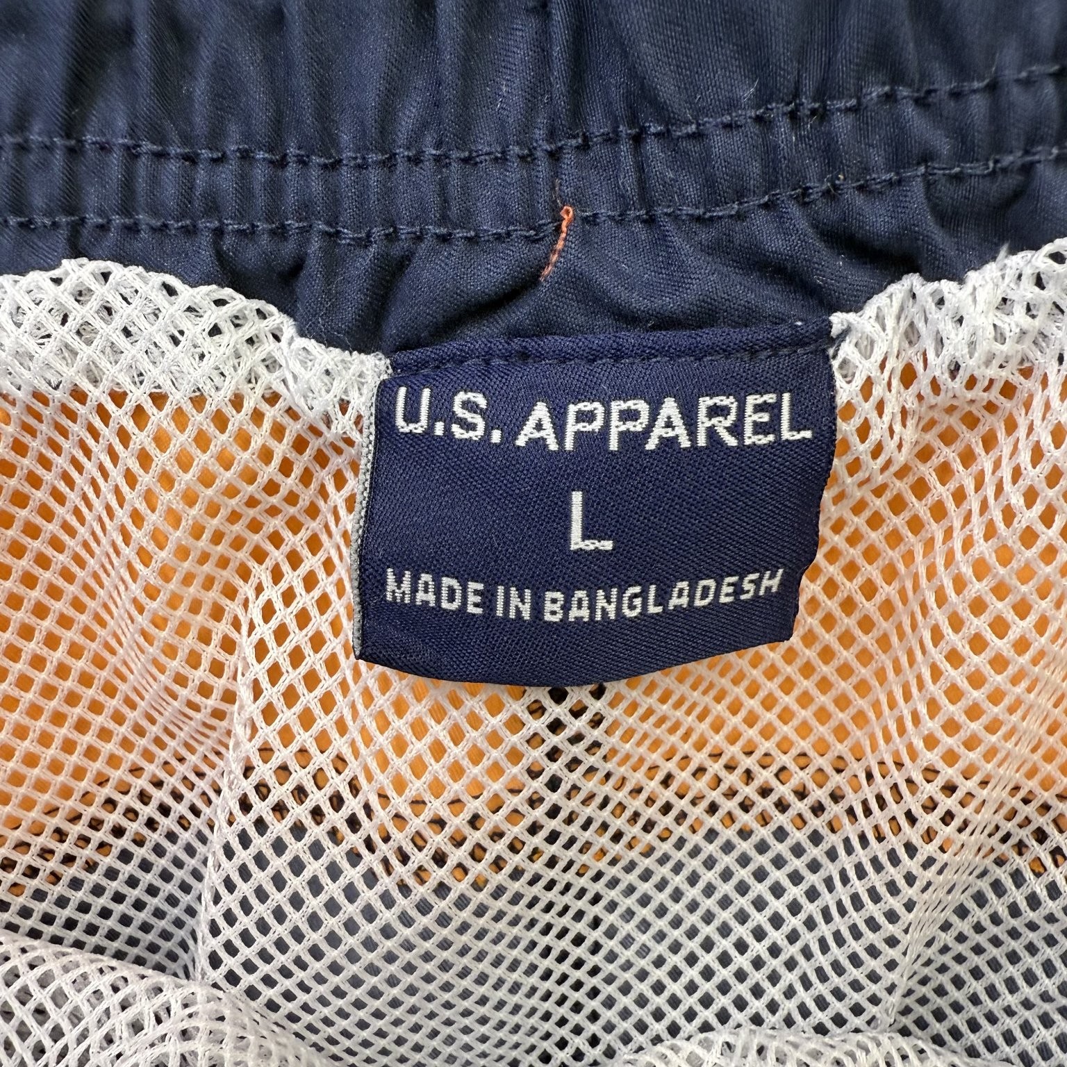 U.S. Apparel Men’s Swim Trunks Navy Orange Large Polyester Quick-Dry