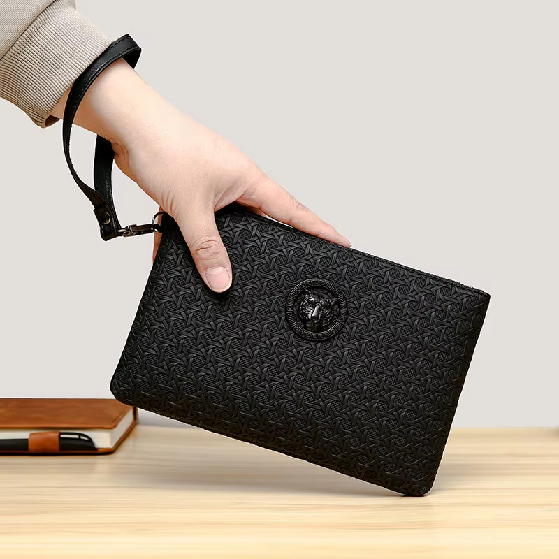 Fashion Business Men Day Clutch Durable Soft PU Leather Money Handbag Casual Mal