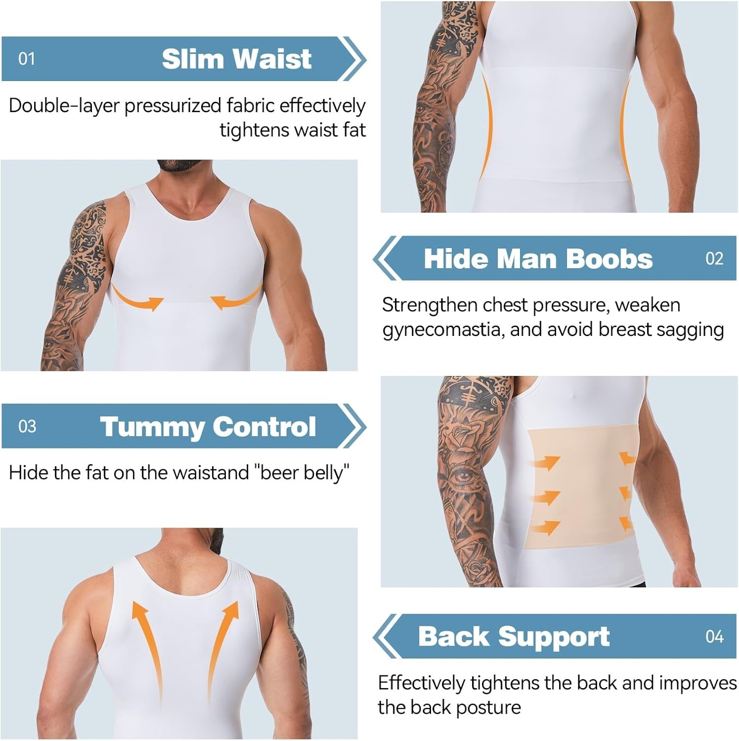 Mens Compression Slim Belly Control Body Shaper Vest Workout Tank Tops Shapewear