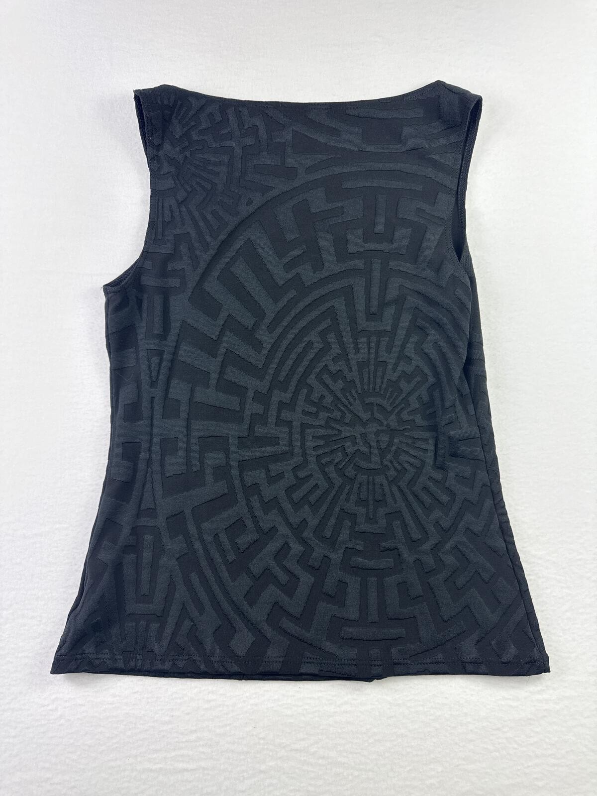 White House Black Market Black Textured Sleeveless Tank Top Size L