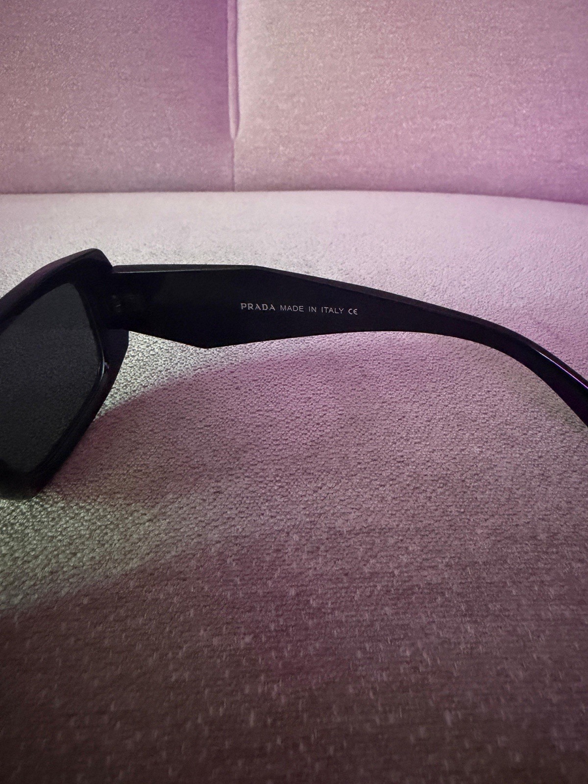 PRADA Designer Black Rectangle Sunglasses, Gradient Black Lenses