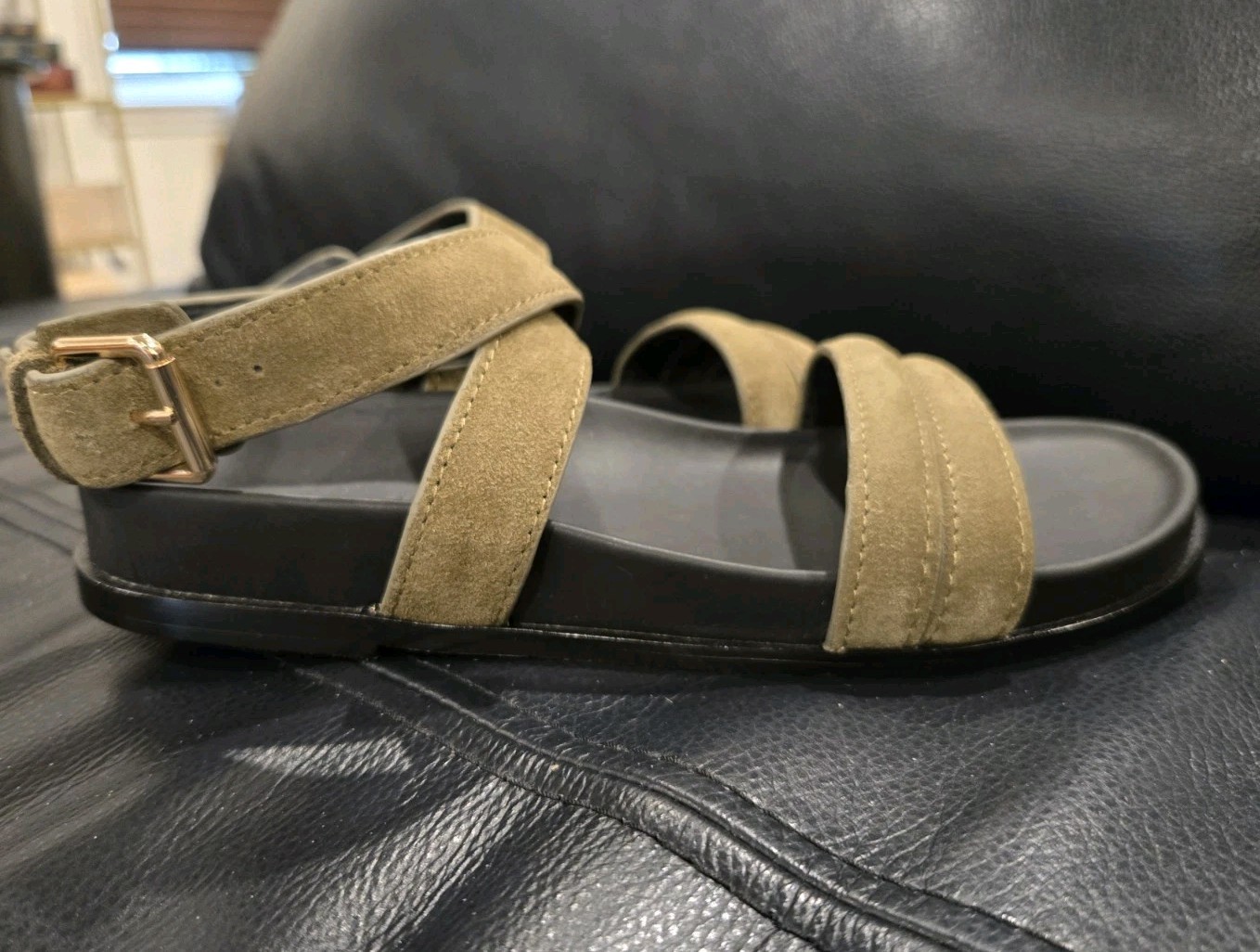 Madewell The Caro Ankle-Wrap SandalsSuede Aged Olive Sz 5.5 New In Box