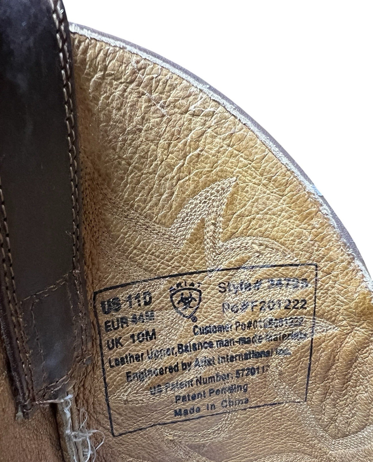 Men’s Ariat 34725 Size 11D Heritage R Toe Western Brown Leather Boots 15” Tall