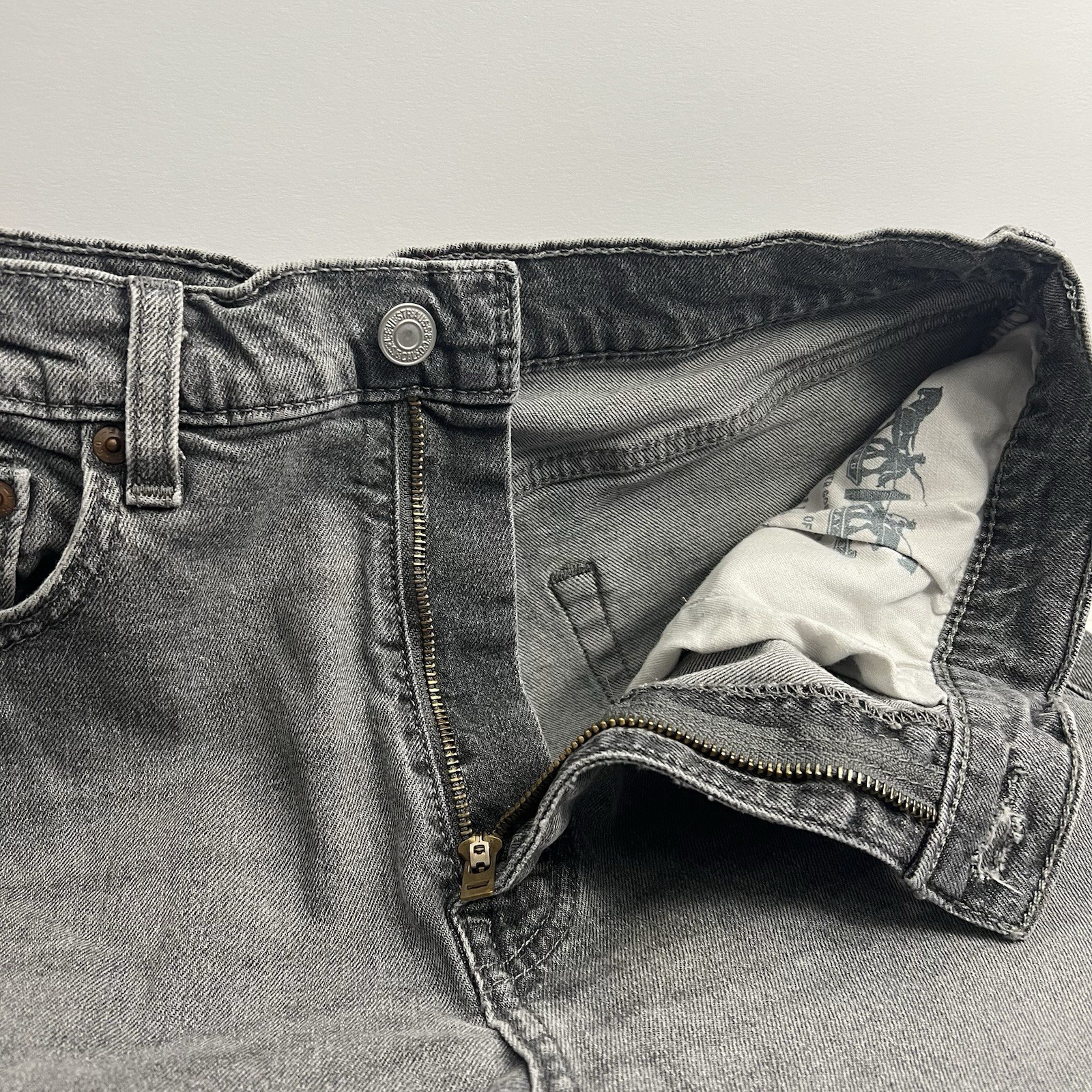 Levi’s 505 Mens Regular Fit Jeans 34×34 Gray Straight Leg Denim Pants