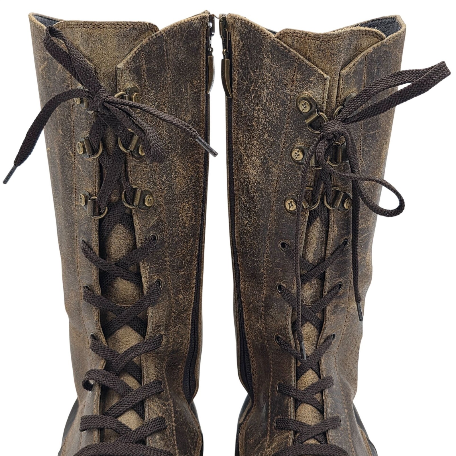 Cesare Paciotti Italy Mens Size 8UK 9US Brown Leather Laced up Tall Combat Boots