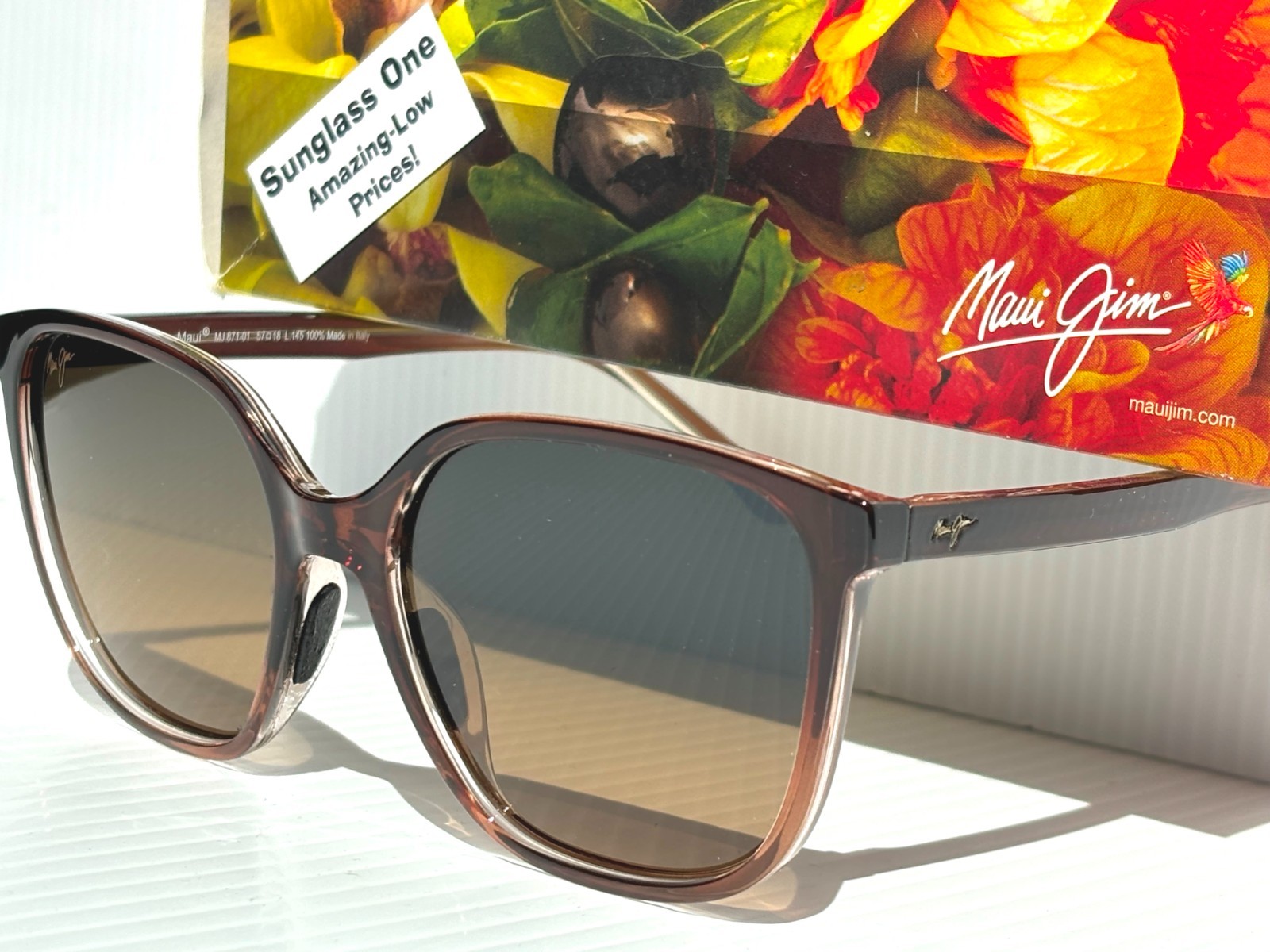 NEW Maui Jim GOOD FUN Rootbeer Fade POLARIZED HCL Bronze GLASS Sunglass HS871-01