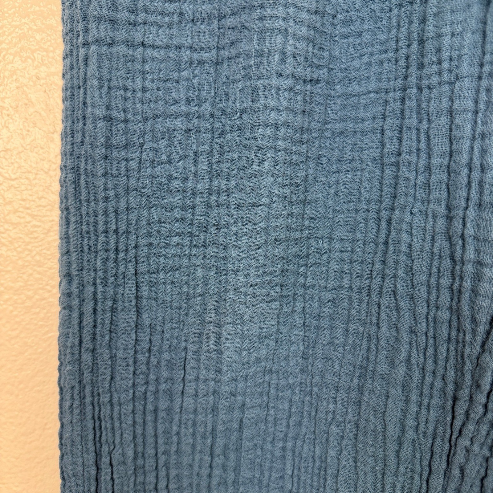 Eileen Fisher Pants Womens PP Blue Cotton Gauze Elastic Waist Wide Leg Casual *