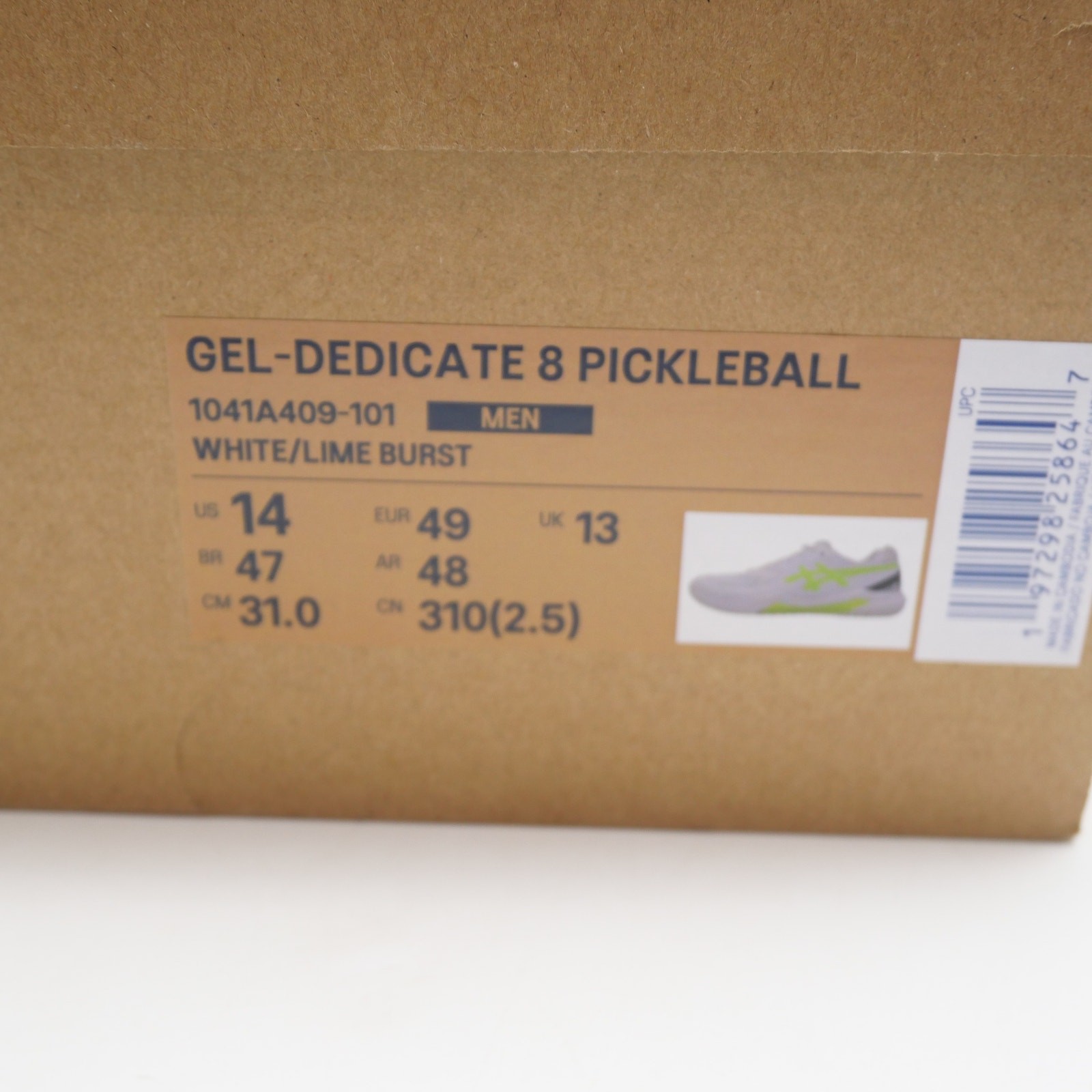 NEW ASICS Men’s 14 Gel-Dedicate 8 Shoes Sneakers White Lime Pickleball Tennis