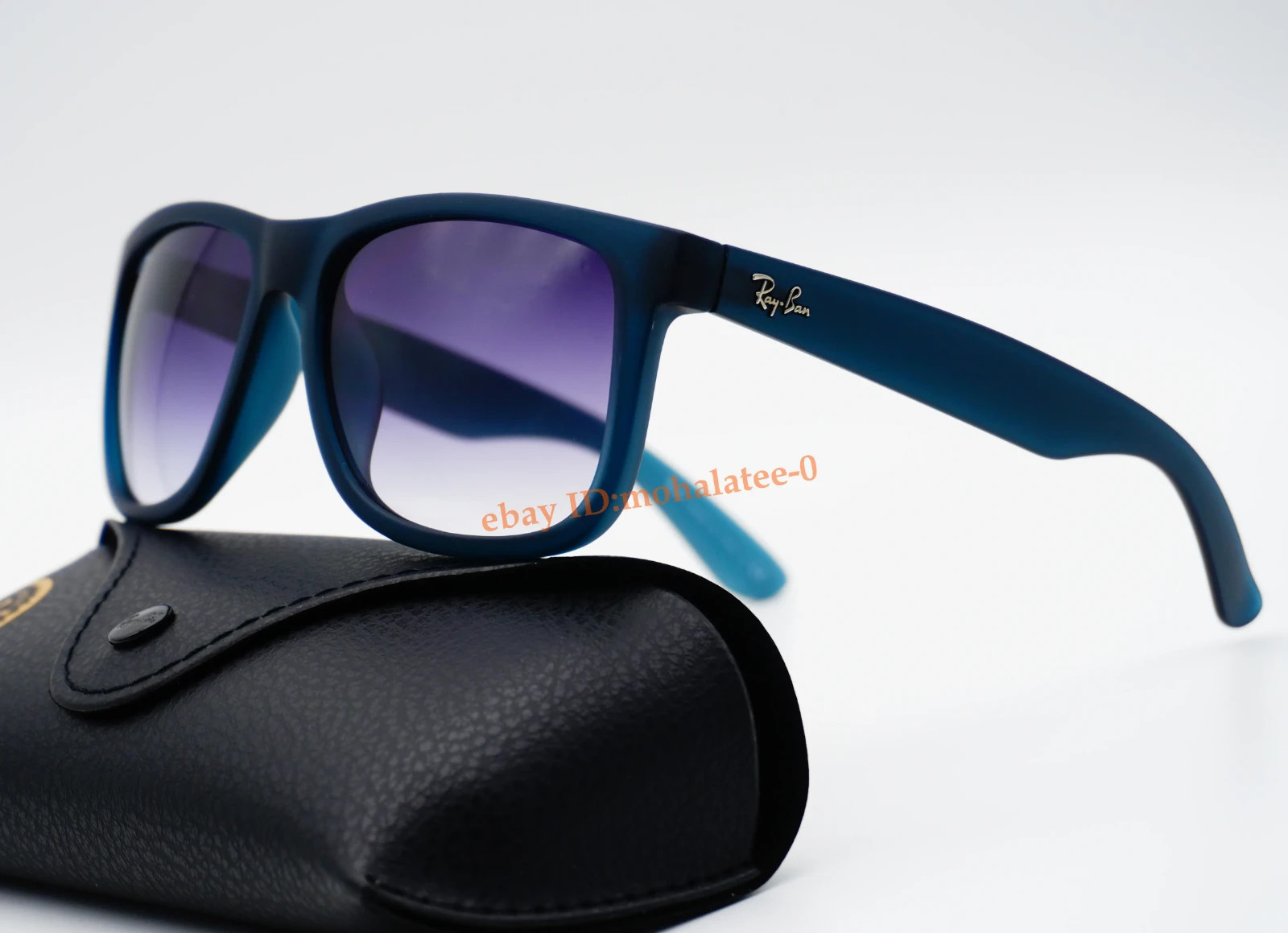 Ray-Ban Justin RB4165 54mm Square Sunglasses Blue Rubber Grey Gradient Unisex