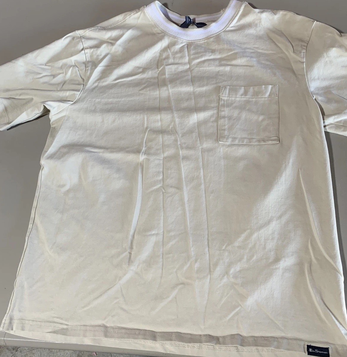 Ben Sherman Men’s M Cream Short Sleeve T-shirt Cotton Soft Stretch