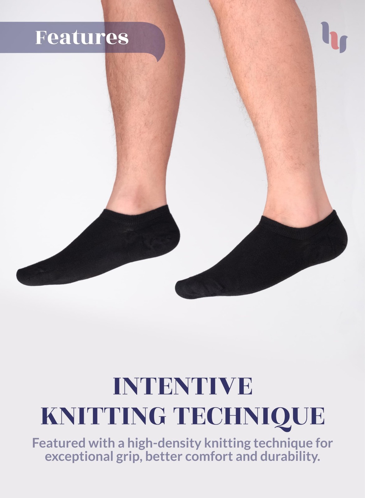 HUGH UGOLI Men Bamboo No Show Socks | Non Slip Invisible Liner Socks 6/12 Pairs