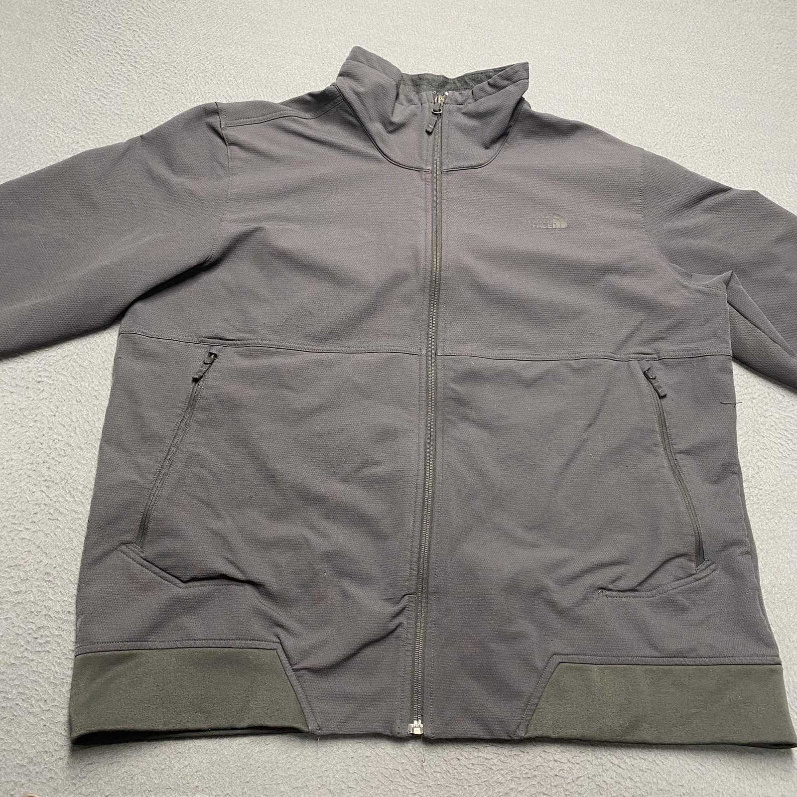 The North Face Jacket Mens XL Gray Softshell Full Zip Stand Collar Zip Pockets