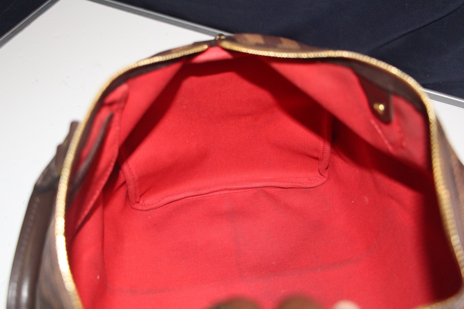 Louis Vuitton Speedy 35 Damier Ebene Brown Canvas Satchel Bag