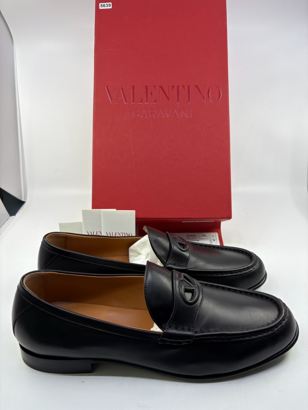 NIB Valentino Garavani Vlogo Penny Loafer Shoes Leather Black Mens EU 42/ US 9