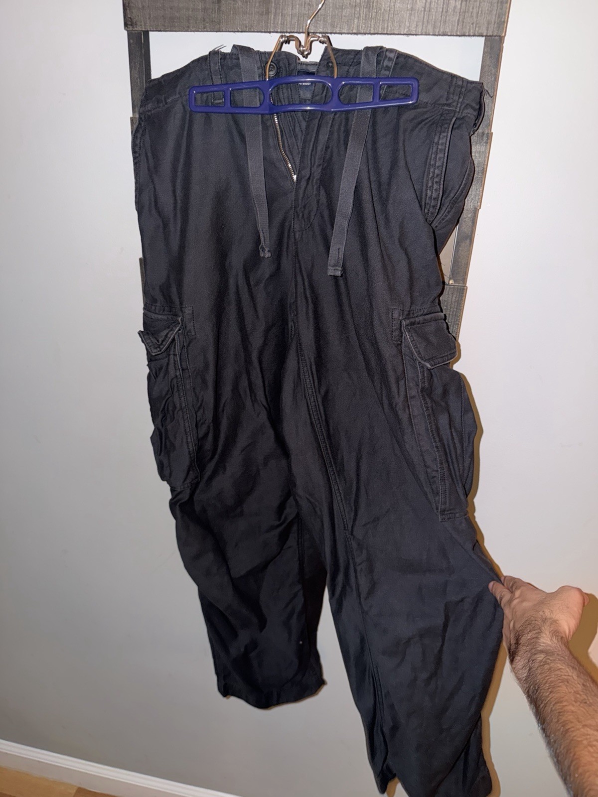 Abercrombie & Fitch Ultra Baggy Cargo Pants Men 31×32 Black Utility