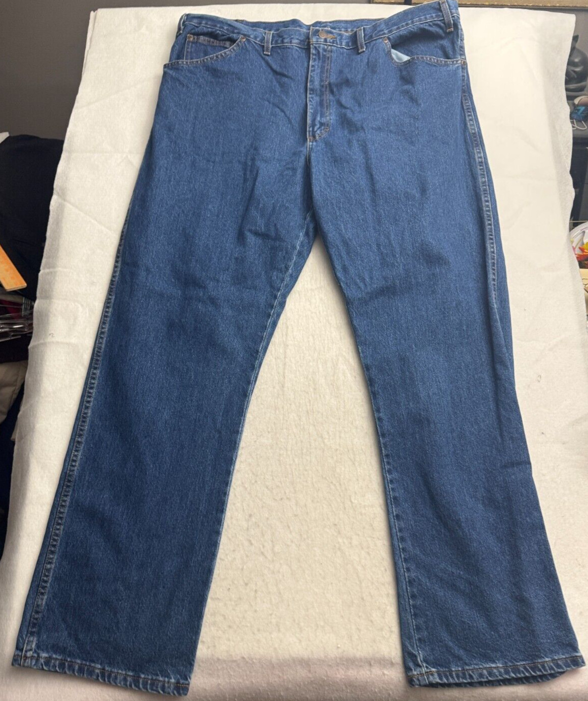 Dickies Blue Jean Relaxed Straight 100% Cotton Denim Zip Button Mens 44×34 45×34