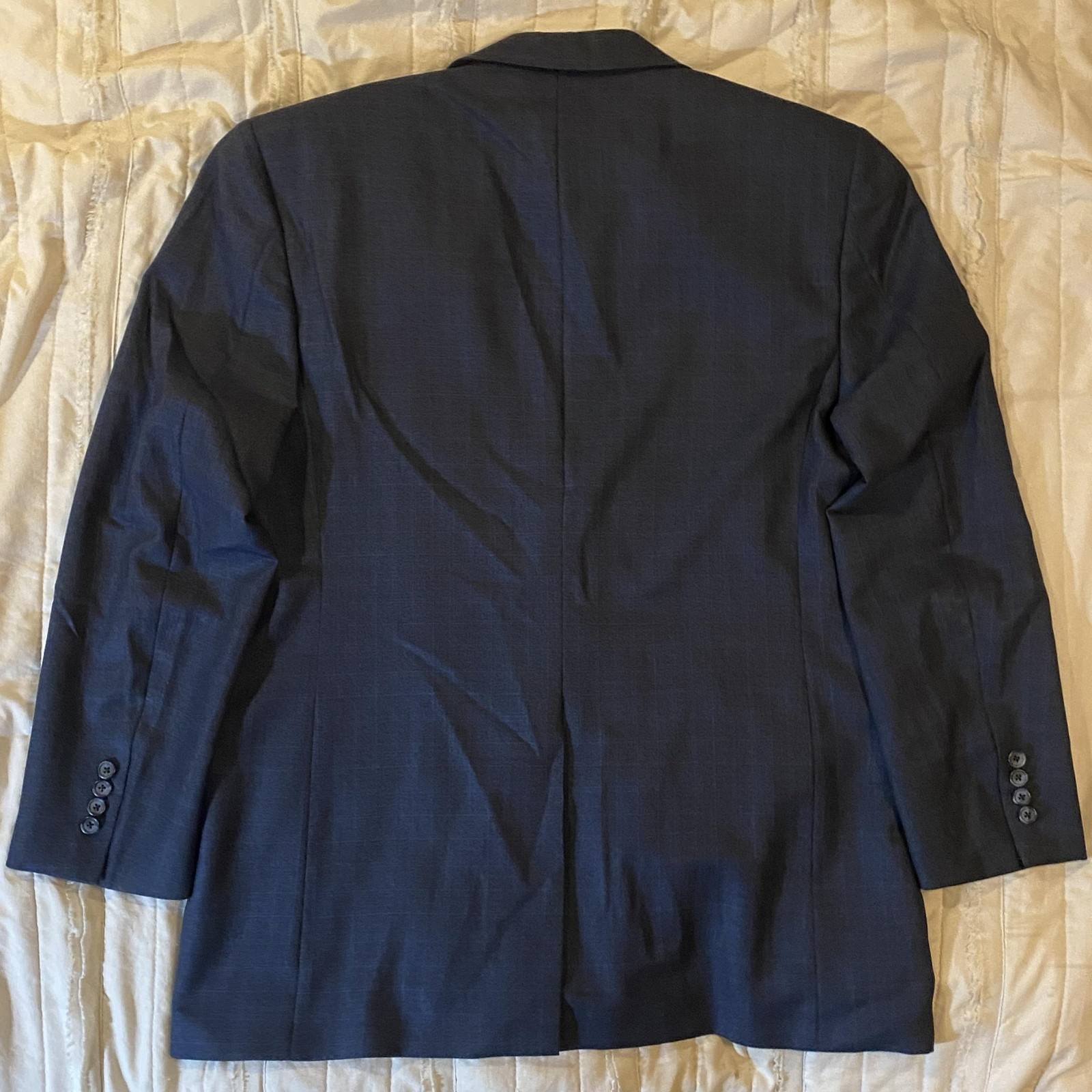 Hickey Freeman Suit Mens 42R 36×30 Blue Check Wool 2 Piece Saks Fifth Two Button