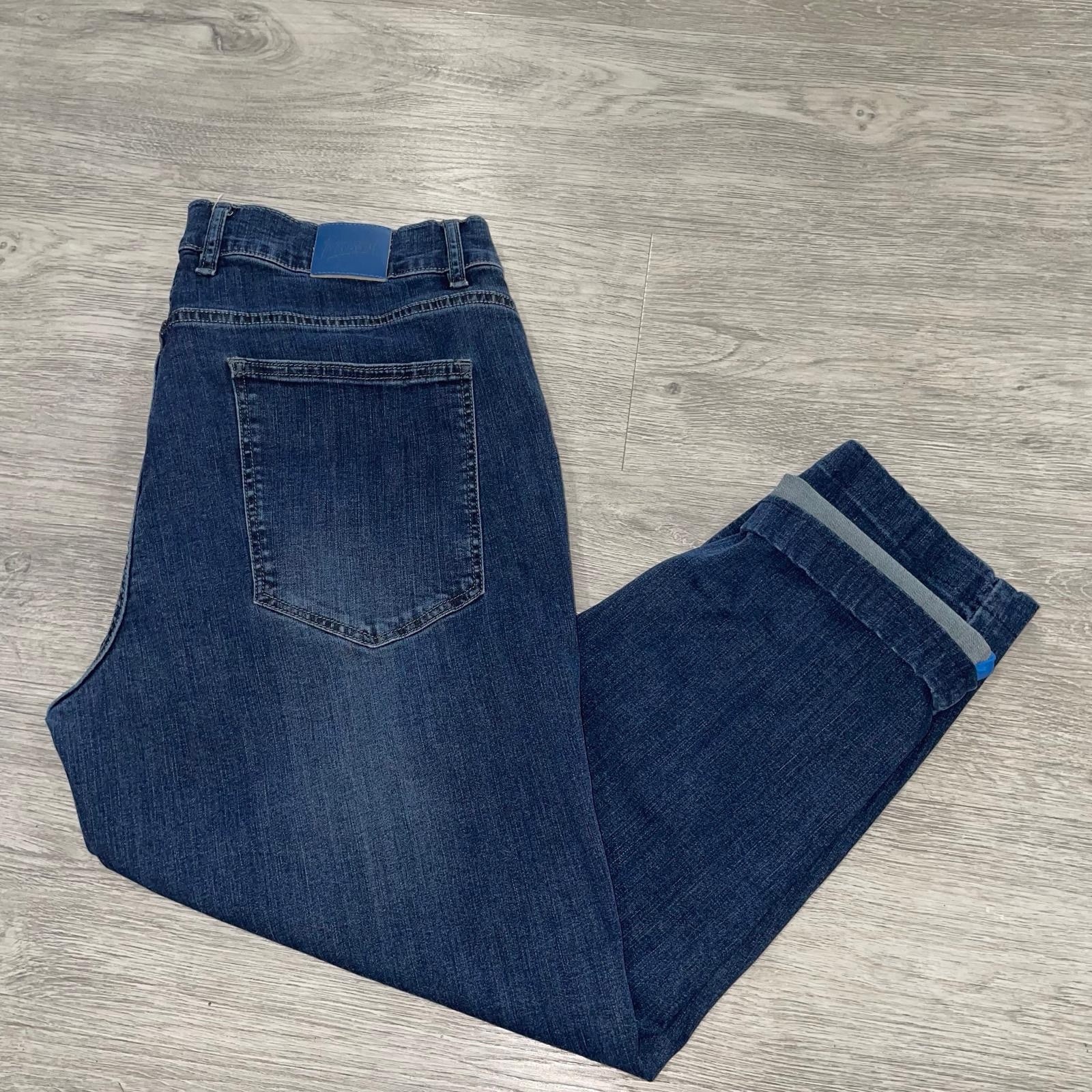 Mugsy Jeans Men 36×23* Fultons Slim Fit Tapered Leg Performance Denim Pants Blue