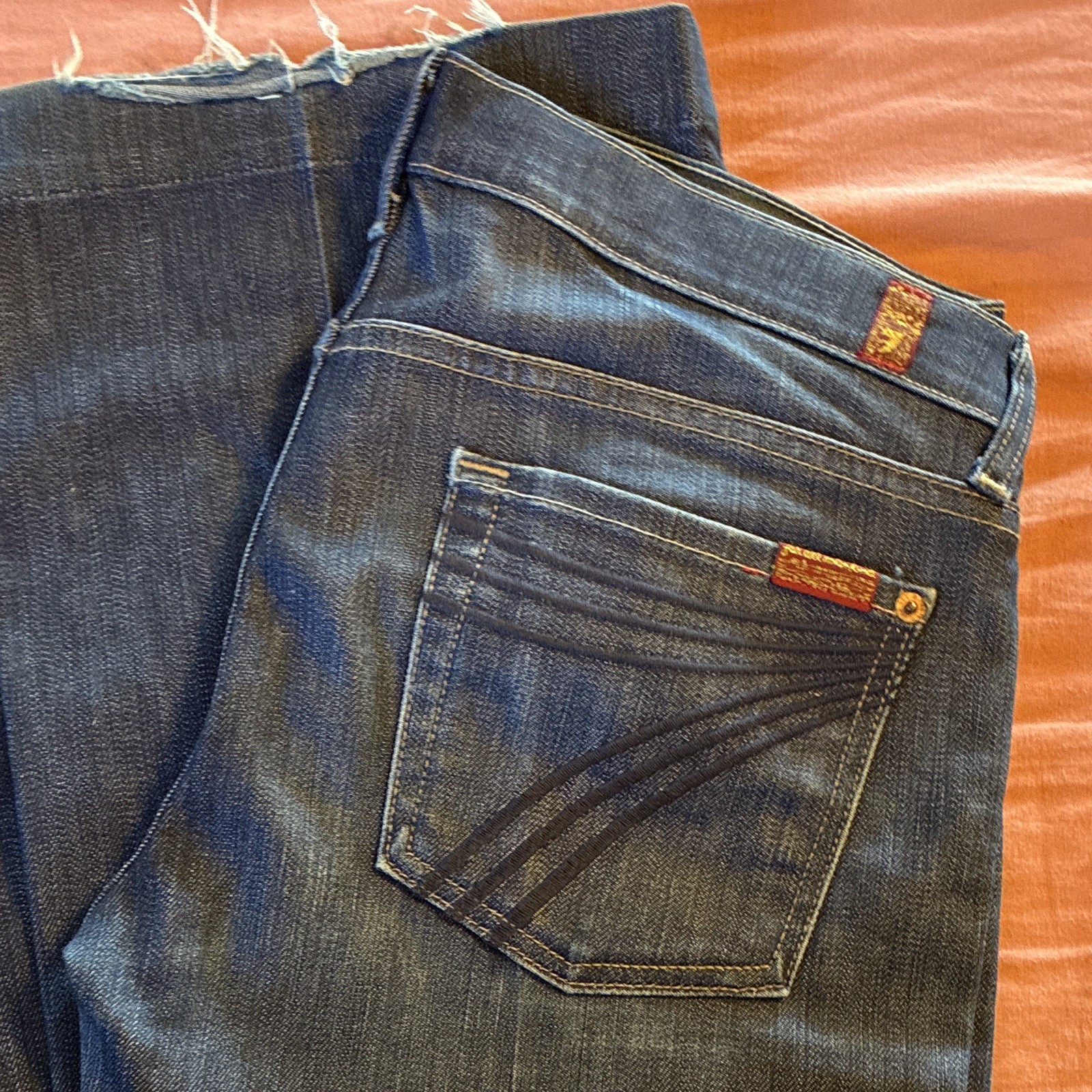 7 For All Mankind Women’s Dark Wash Blue Bootcut Denim Jeans 5-Pocket Logo S: 29