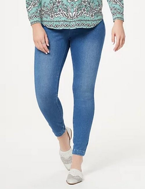 Belle Kim Gravel White Petite Flexibelle Back Zip Jegging Jeans New