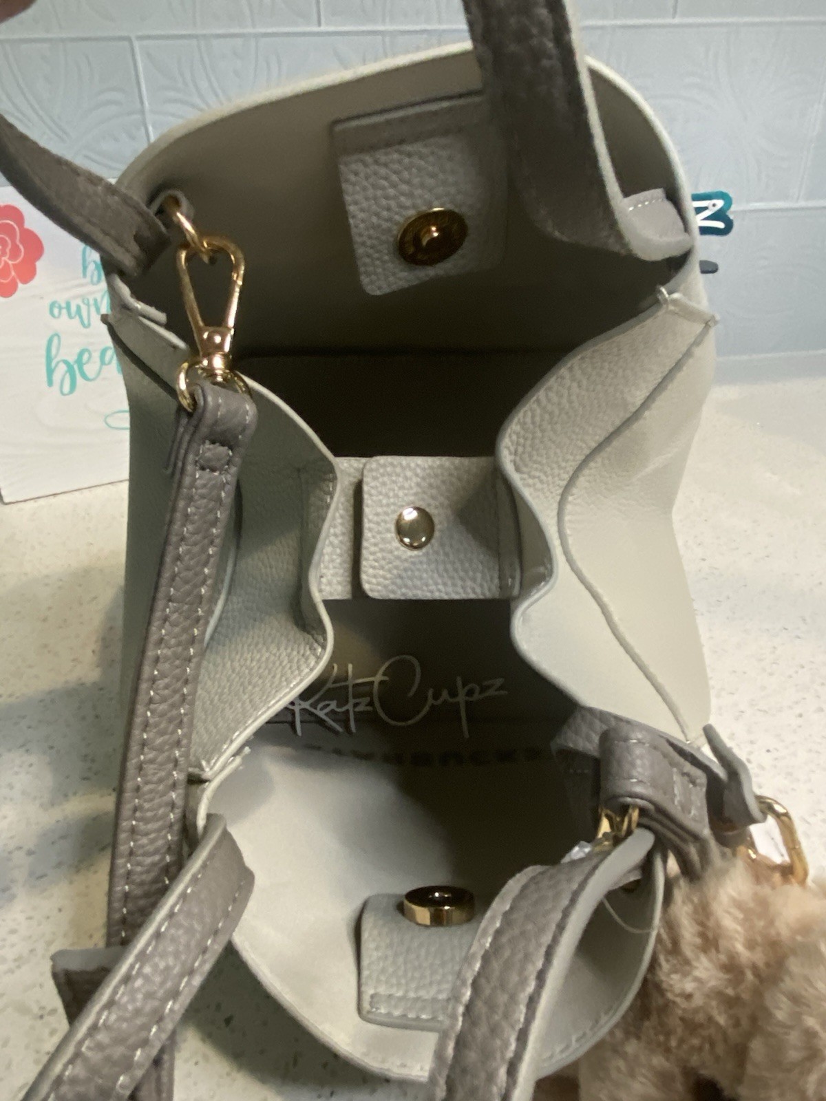 Starbucks Gray Top Handle Bag w/Bunny Charm & Detachable Strap, ‘21 China Autumn