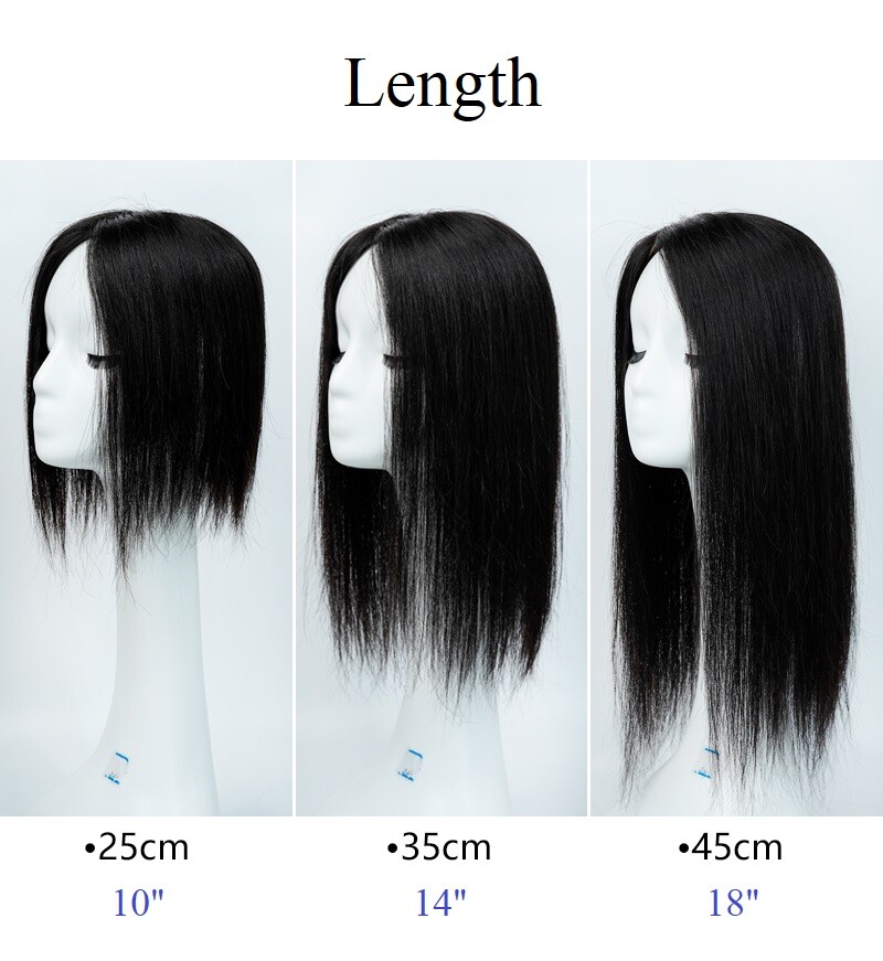 5.5″x6.3″ Left/Right/Middle Silk Top Part Best Virgin Human Hair Topper 10″~18″