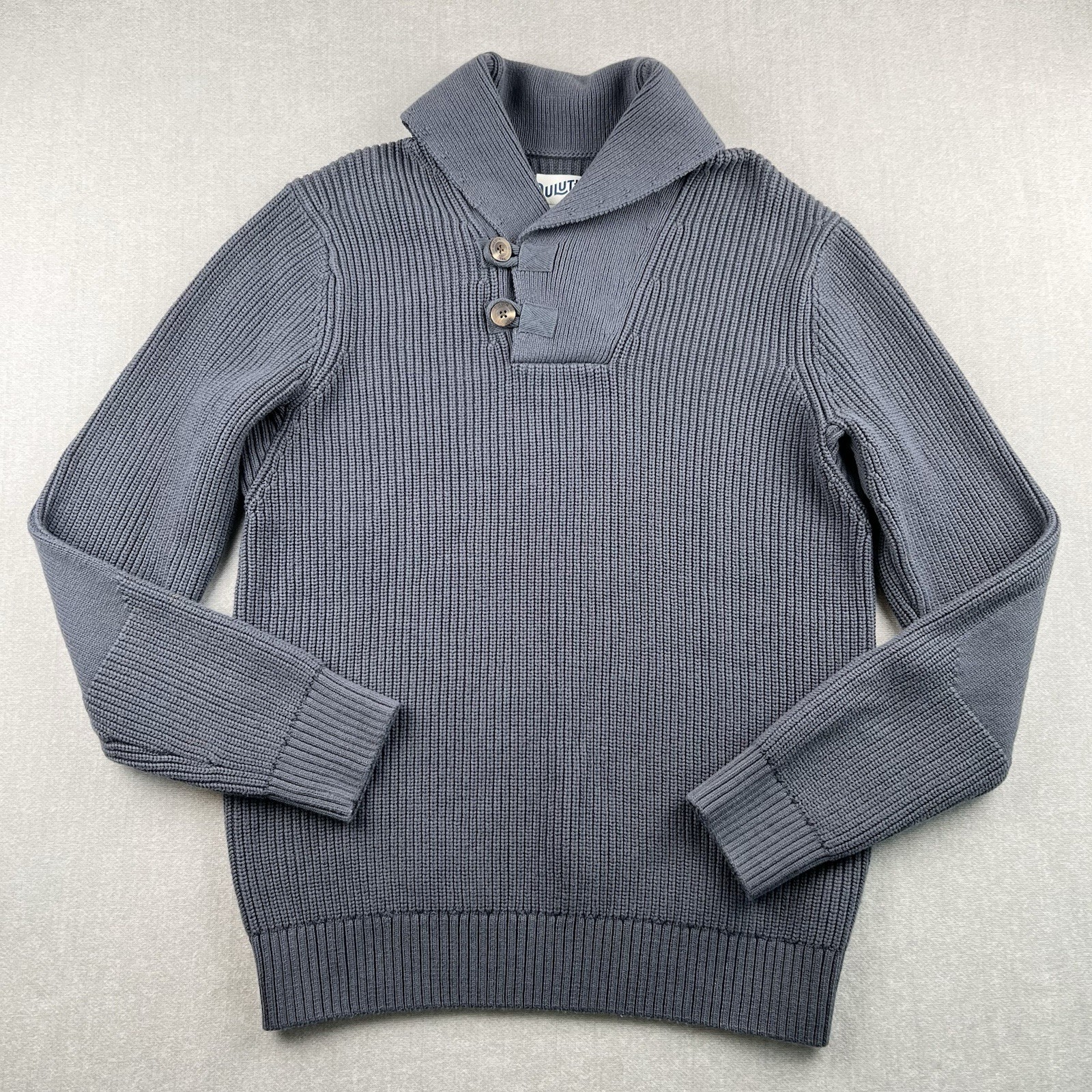 Duluth Trading Sweater Mens M Blue High Neck Infantry Wool Blend Shawl Collar