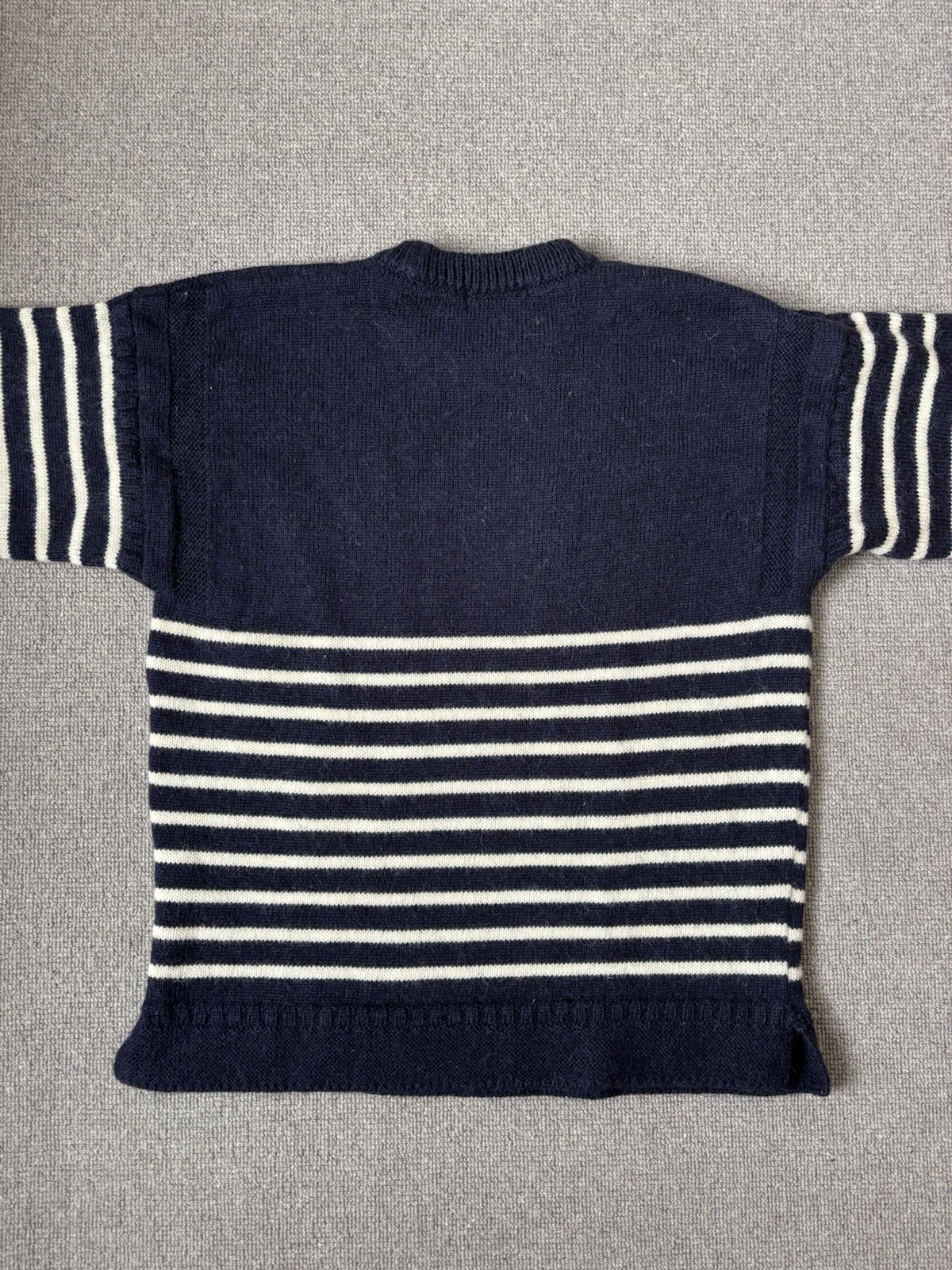 Traditional Guernsey British Wool Naturally Fisherman Jumper Striped Gansey XL
