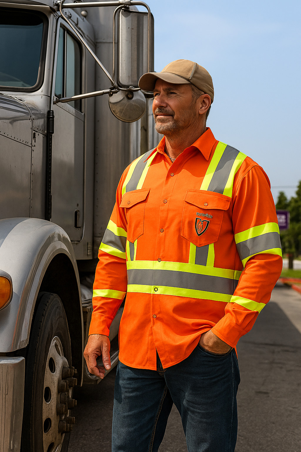 Premium Class 3 High Visibility Hi Vis Safety Shirt – Full Sleeve-65% C35% N-6oz