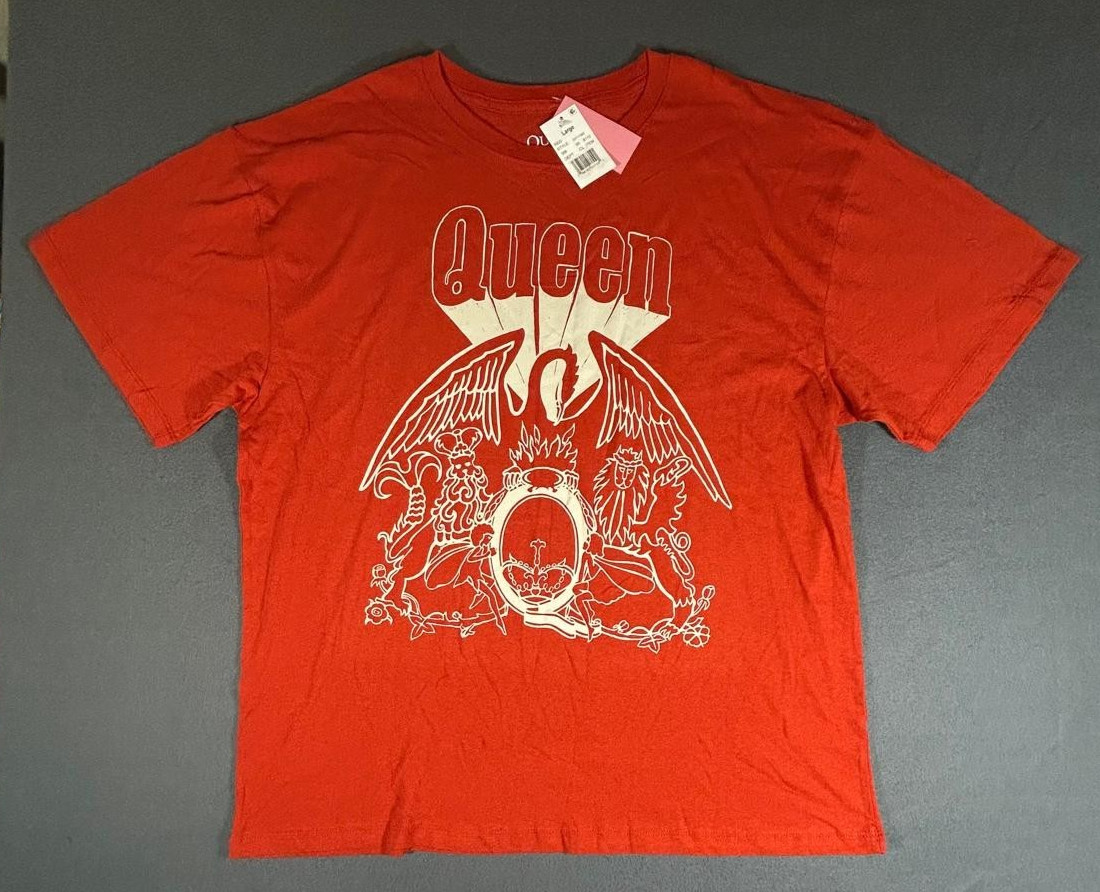 Queen Official Merch Graphic T-Shirt Men Orange Cotton Size XL NWT