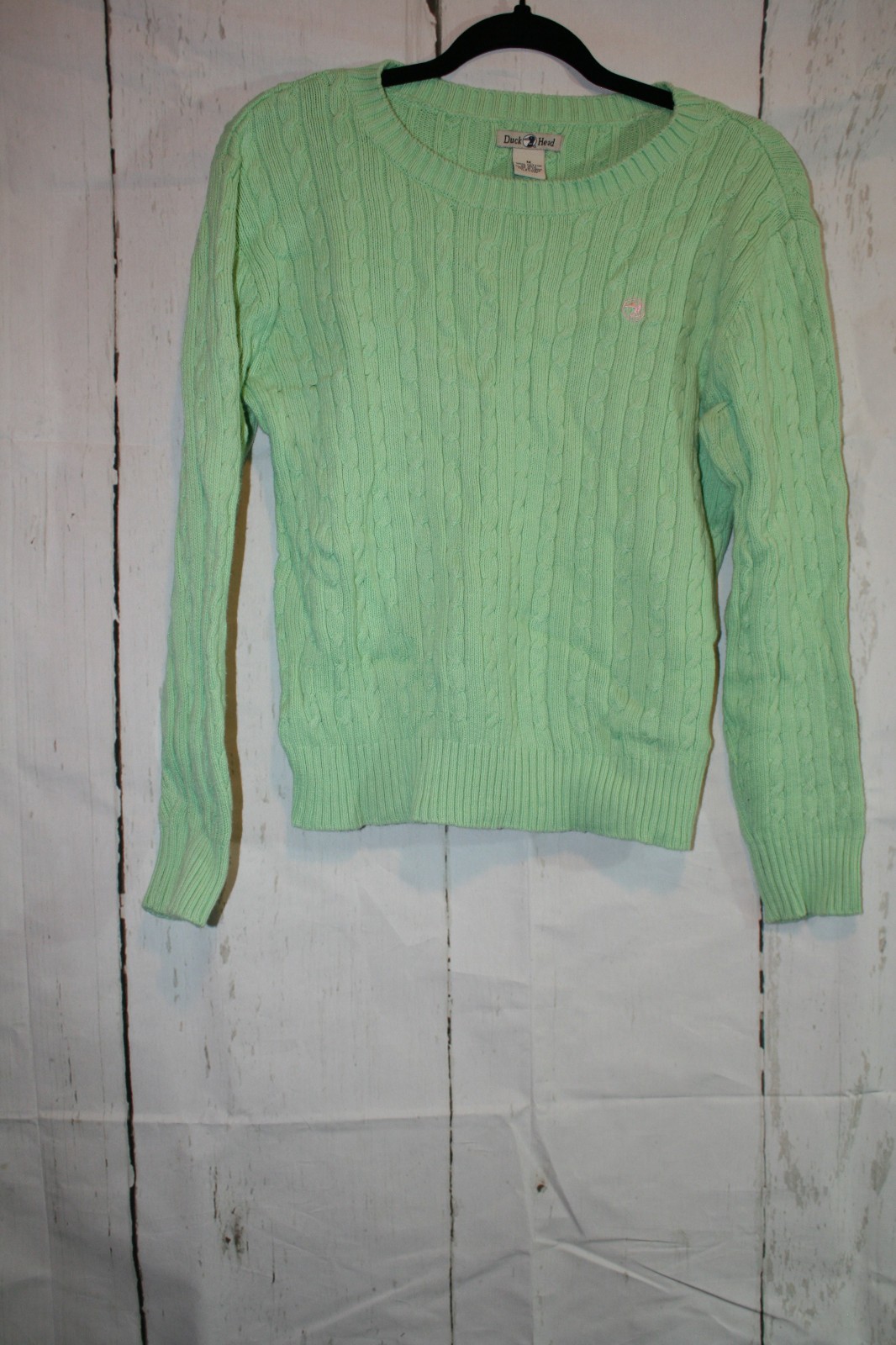 Duck Head Classic Women’s Medium Green 100% Cotton Cable-knit Sweater