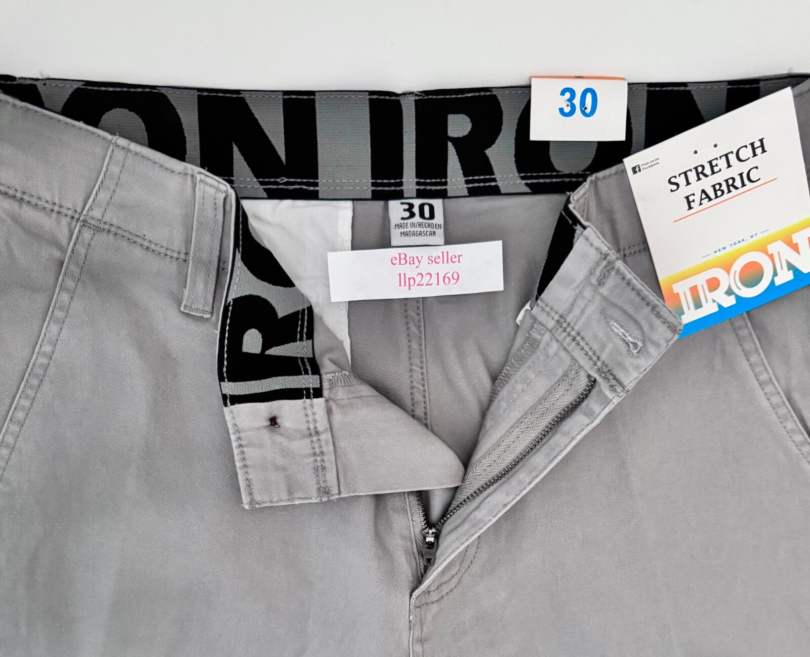 IRON CO Men’s Stretch Shorts (SIZE 30) Flex Waist Flat Front LUNAR GREY New Tag!