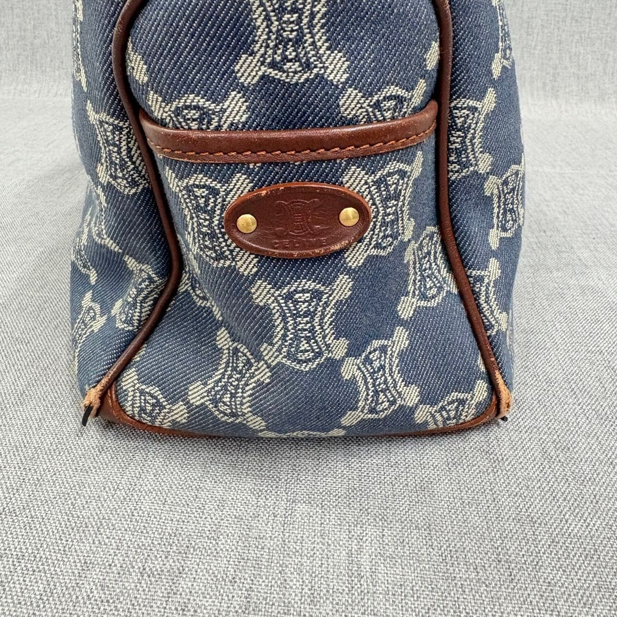 CELINE Boogie Bag Trionf Denim Handbag Canvas Blue Authentic