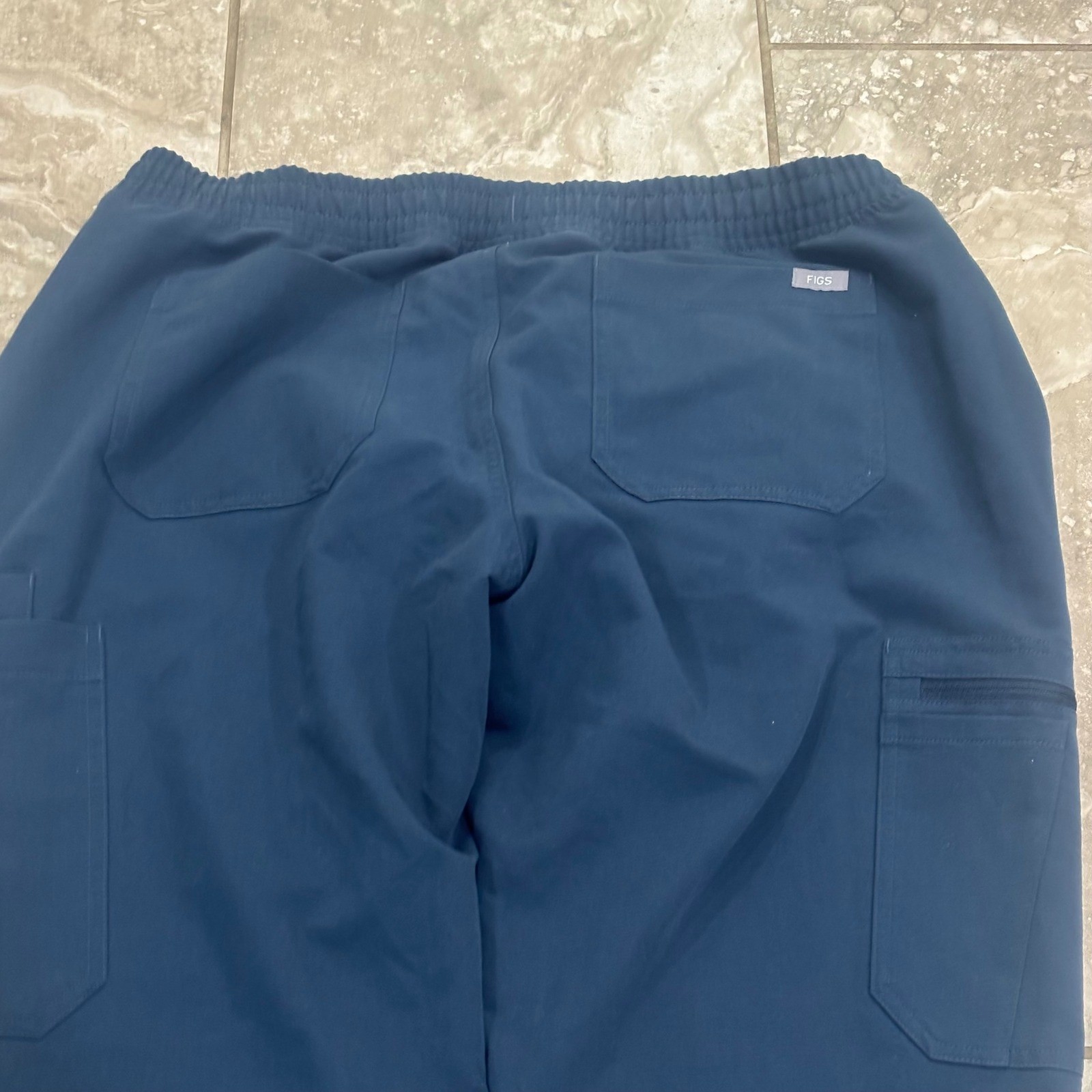 FIGS Yola Maternity Scrub Pants Navy Blue Cargo Straight Leg W22SW2033 Large