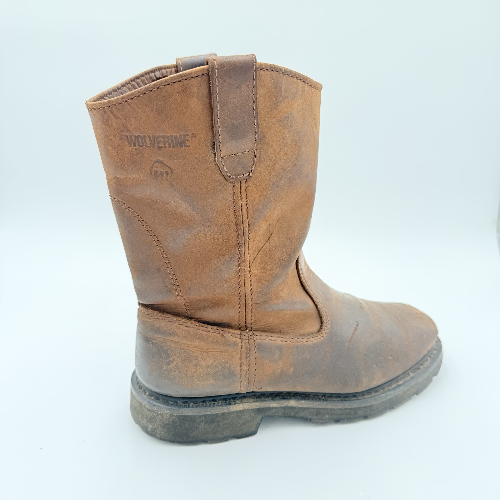 Wolverine Men 8.5M W04727 Leather Wellington Work Boots Pull On Brown