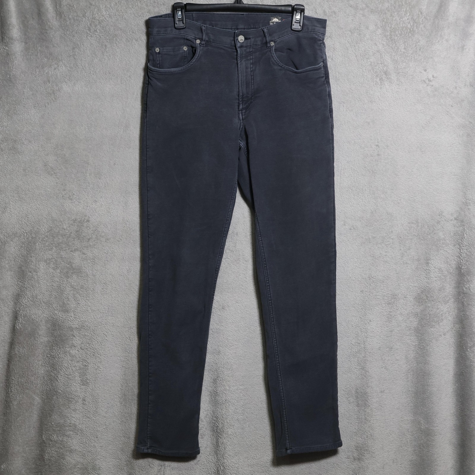 Faherty Jeans Mens 33×31 Gray Charcoal Wash Slim Straight Stretch Denim Pants